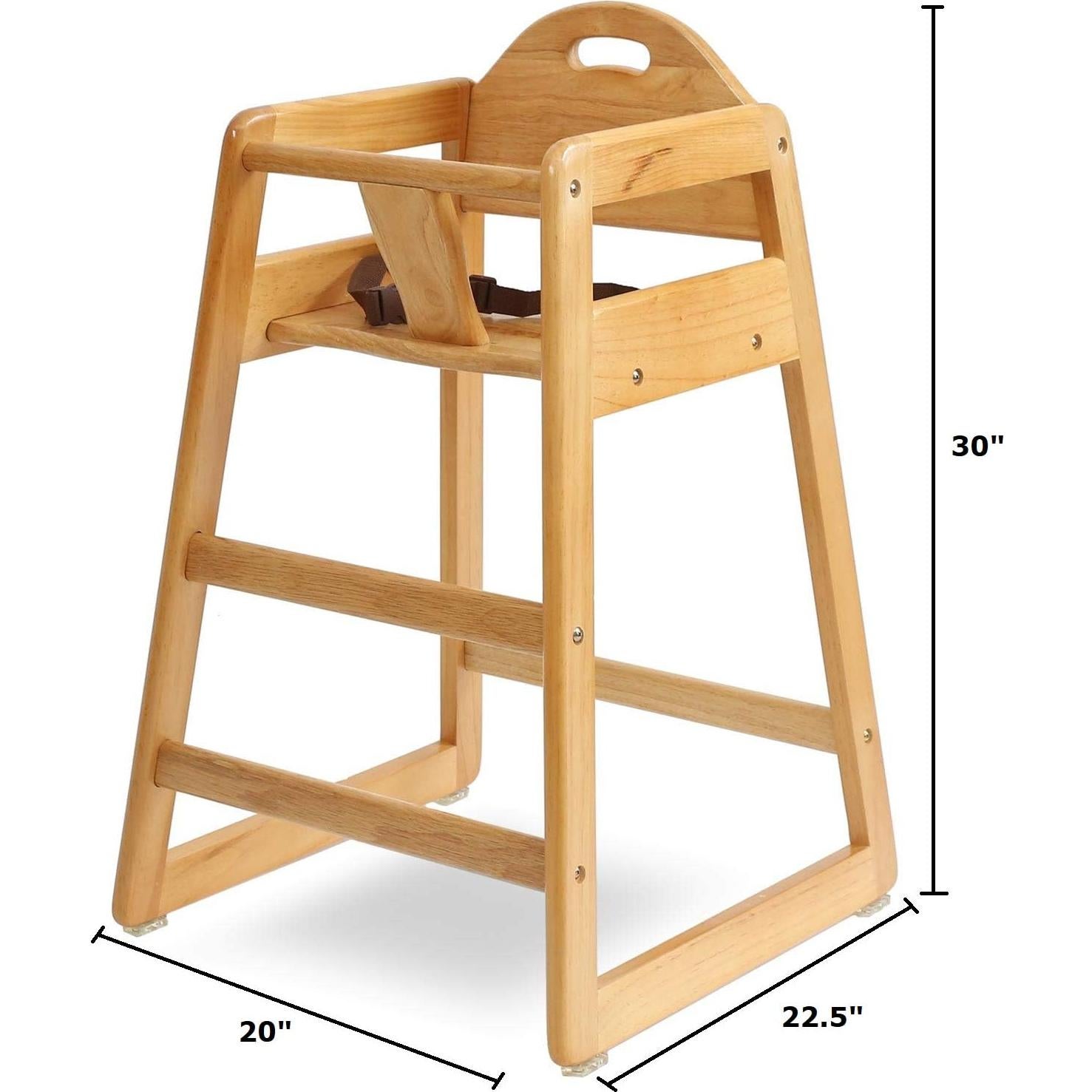 Silla Alta de Madera Natural LA Baby para Bebés - Apilable