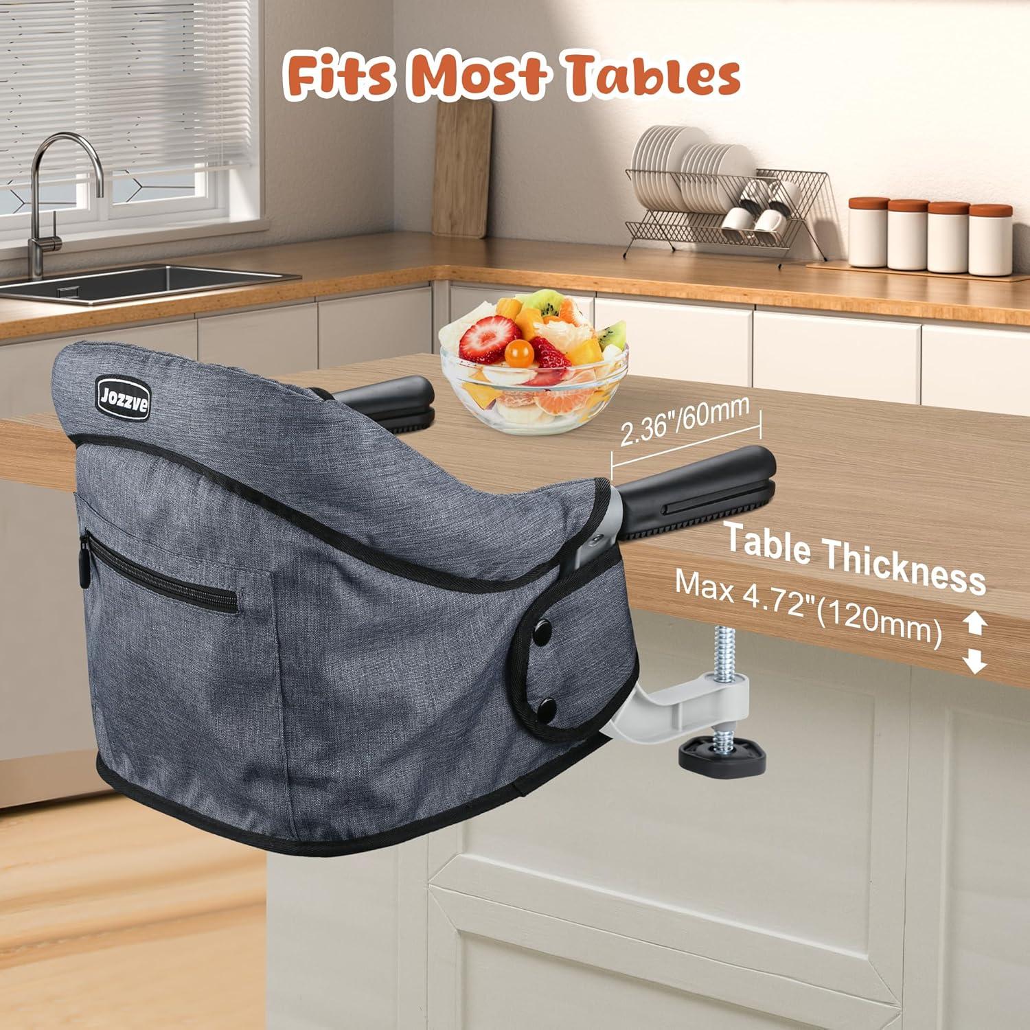 Silla Alta Clip On Jozzve Plegable para Bebé Gris 1.59 kg