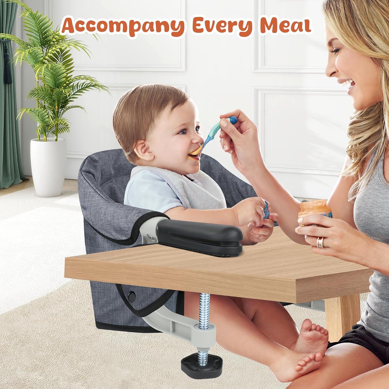 Silla Alta Clip On Jozzve Plegable para Bebé Gris 1.59 kg