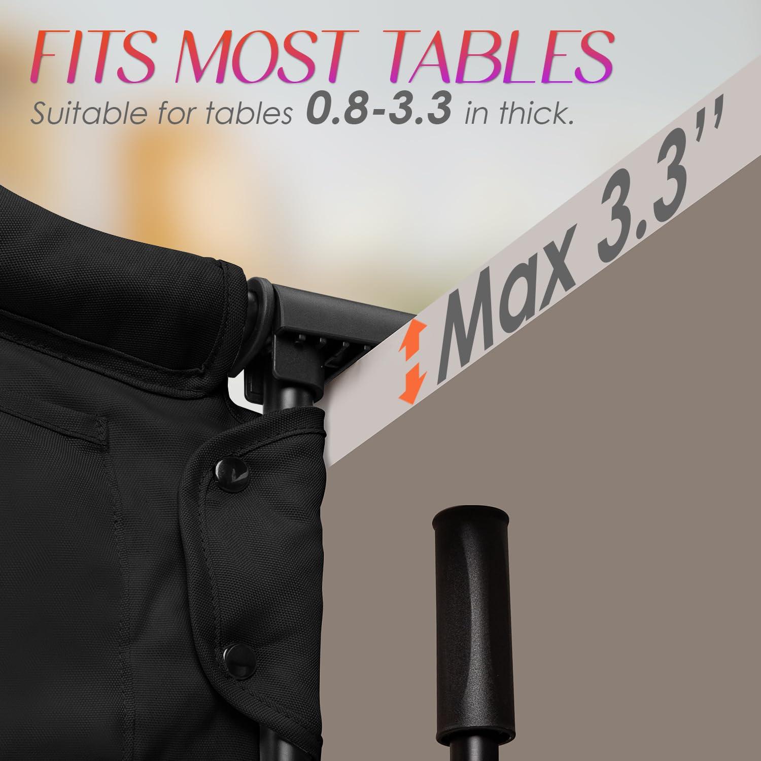 Silla Alta Plegable Portátil para Bebés 6-36 Meses - Negro