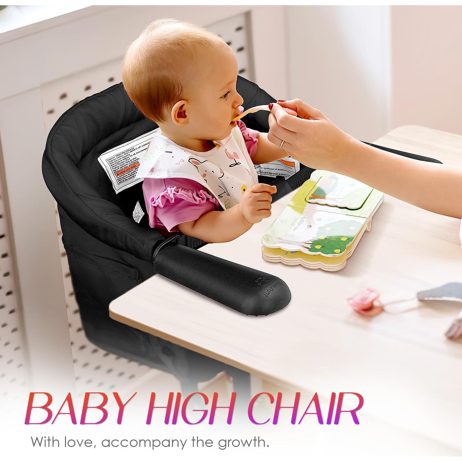 Silla Alta Plegable Portátil para Bebés 6-36 Meses - Negro