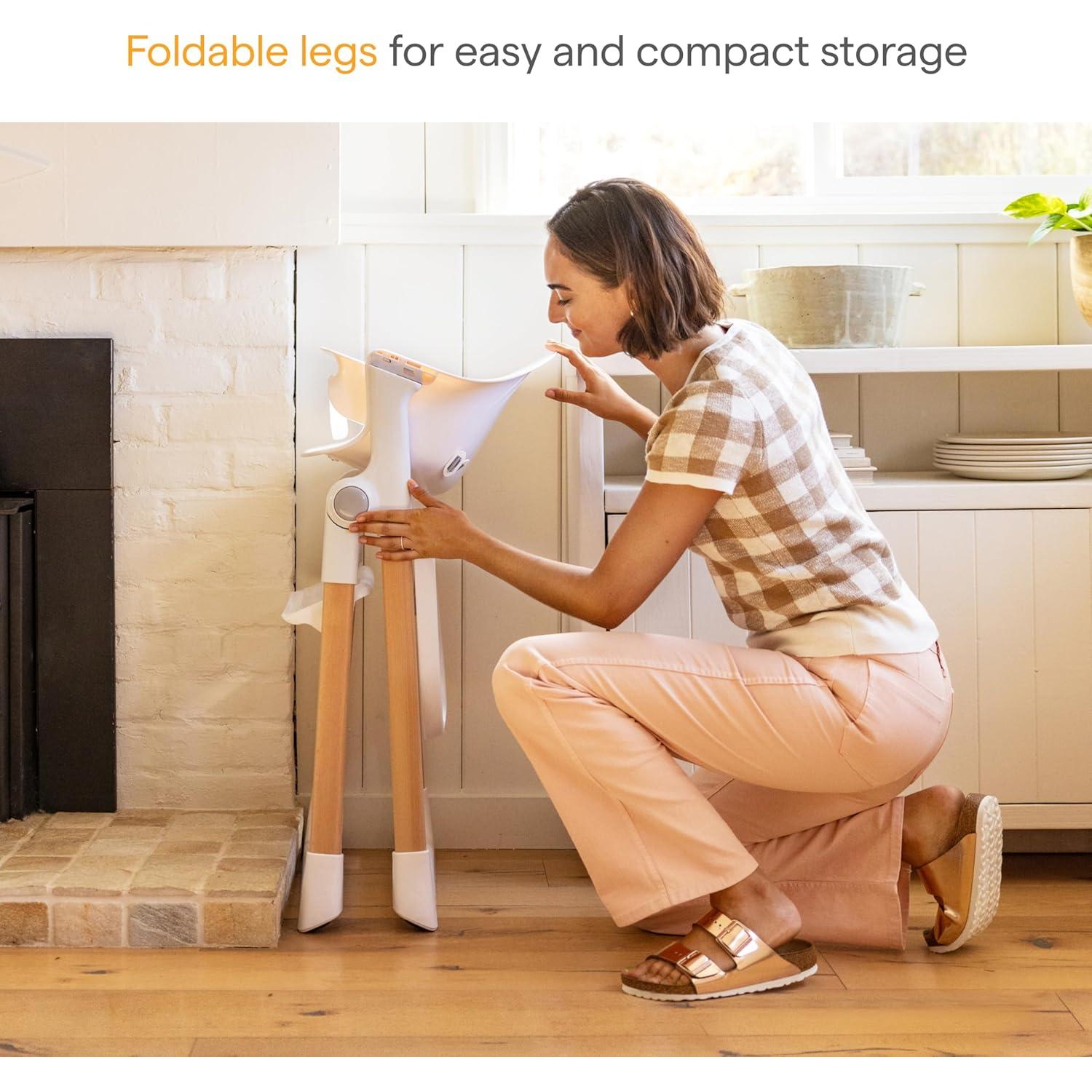 Silla Alta Plegable Munchkin para Bebés Blanca con Madera