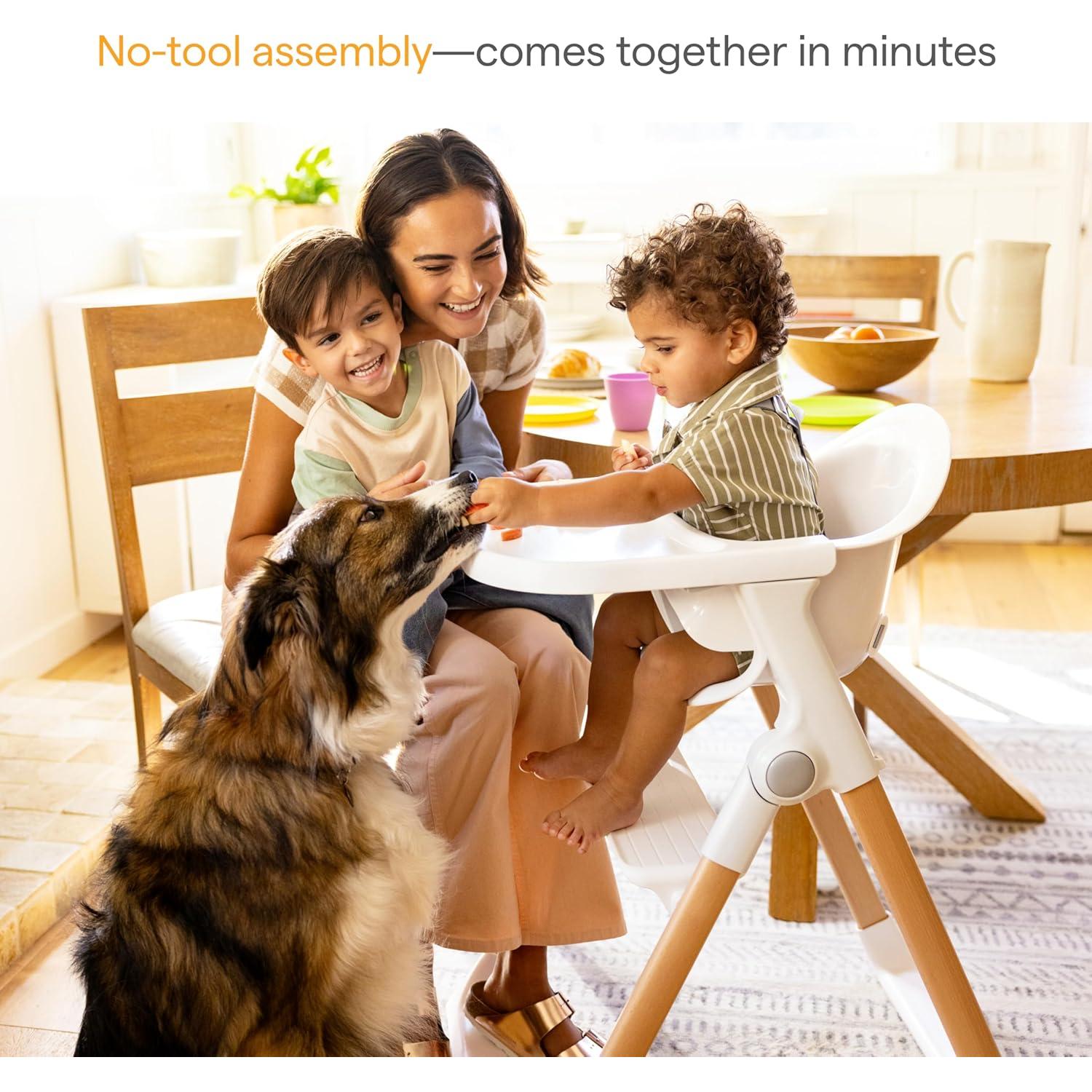 Silla Alta Plegable Munchkin para Bebés Blanca con Madera