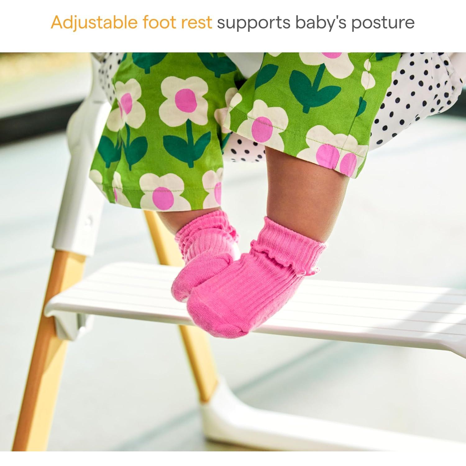 Silla Alta Plegable Munchkin para Bebés Blanca con Madera