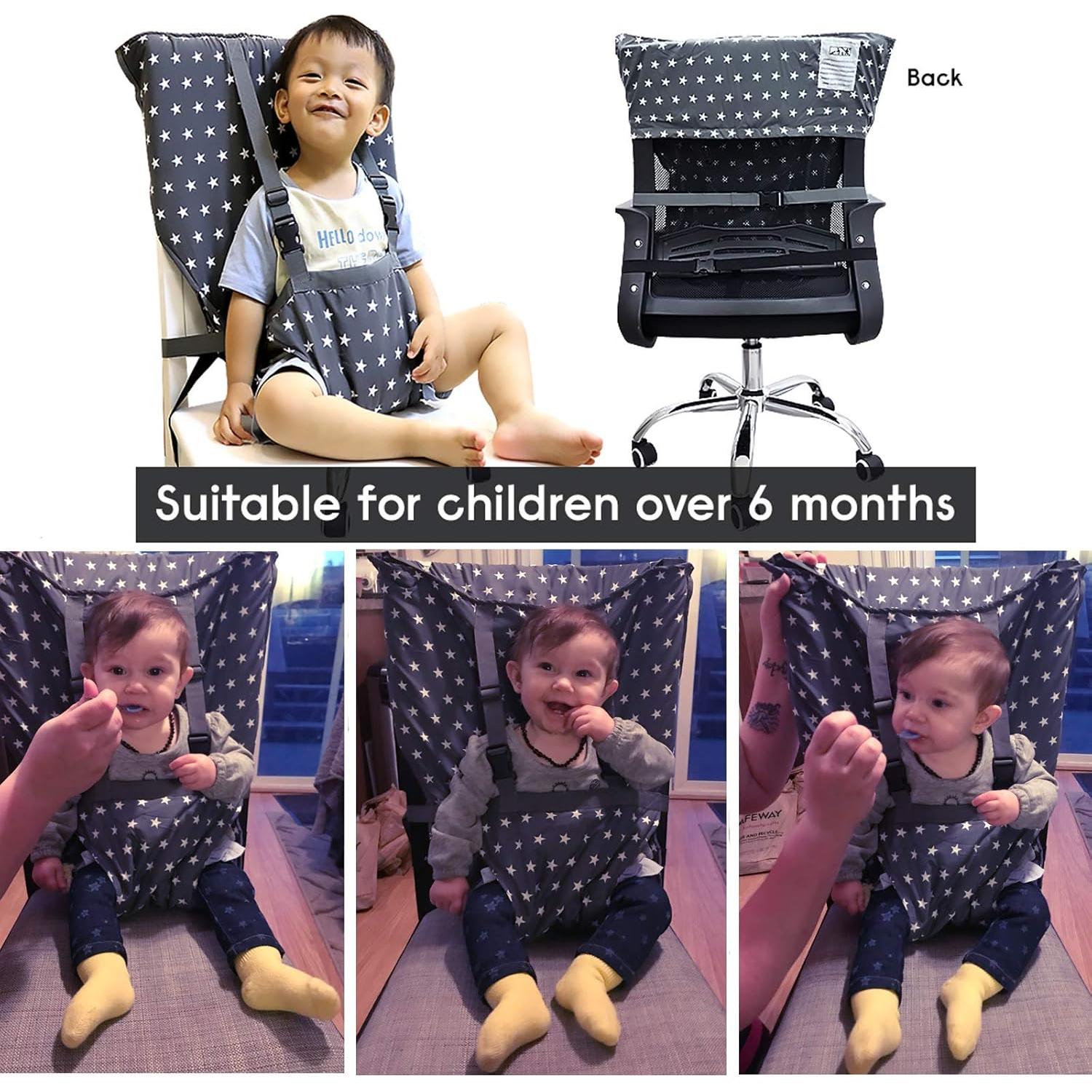 Silla Alta Portátil MINGRI para Bebés con Arnés de Seguridad