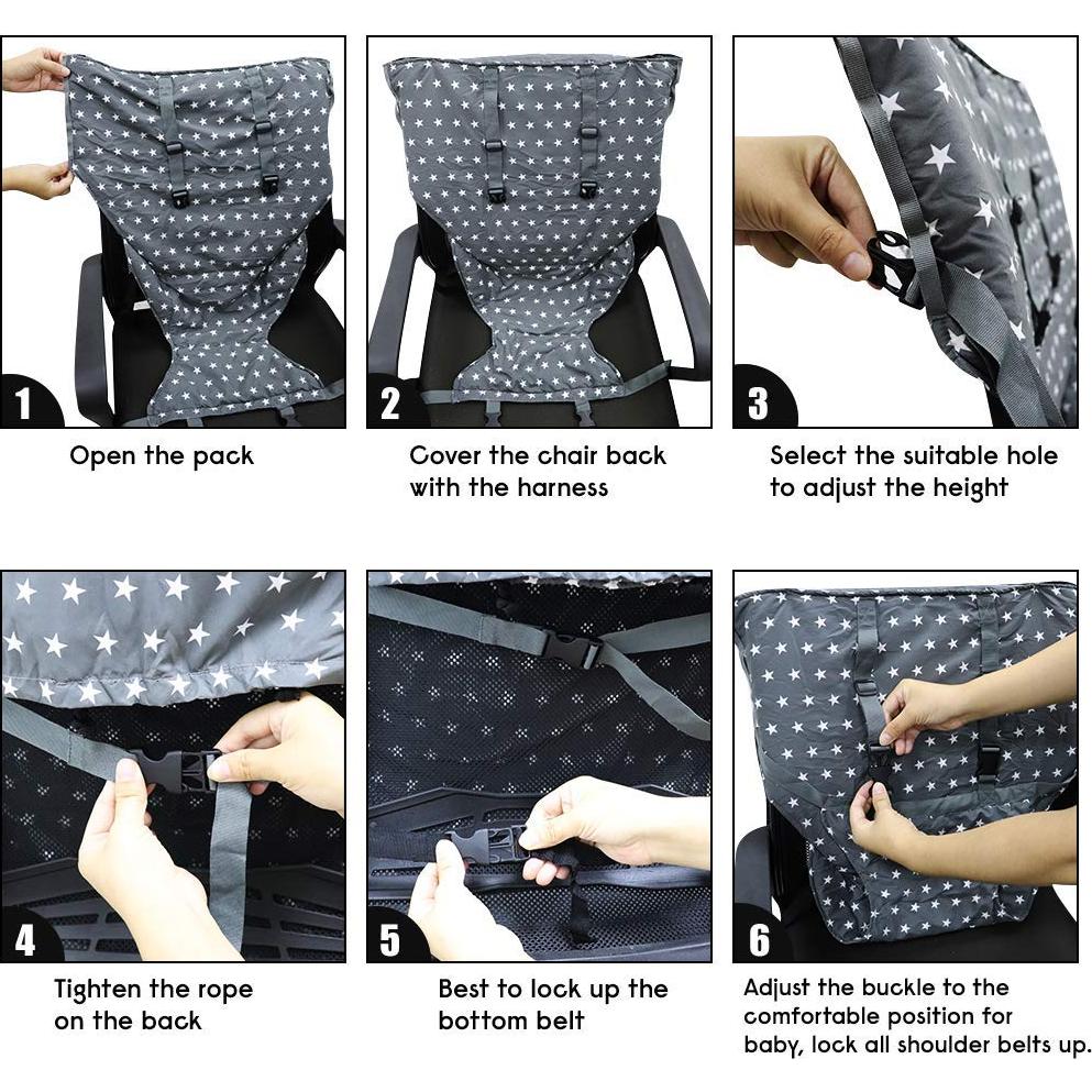 Silla Alta Portátil MINGRI para Bebés con Arnés de Seguridad