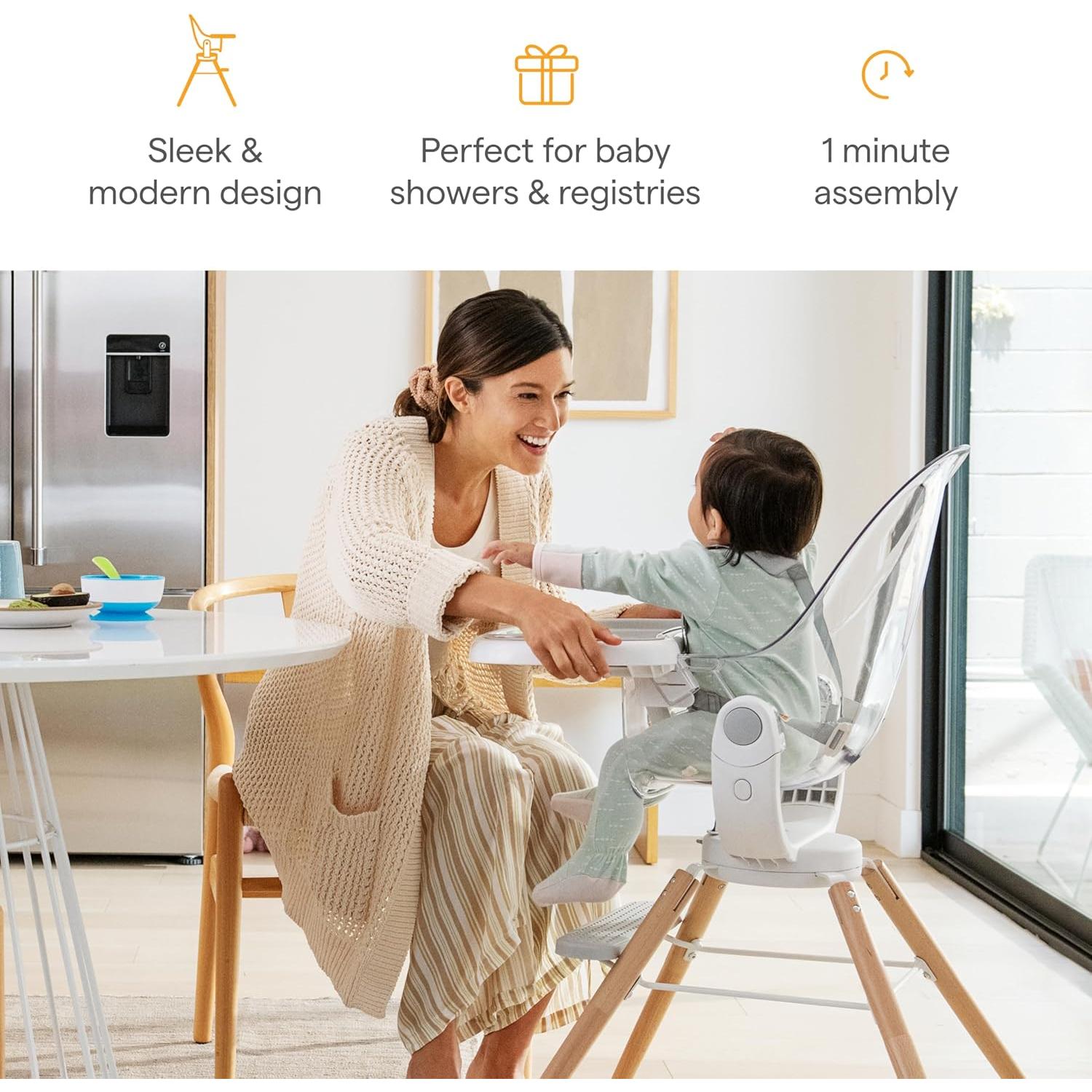 Silla Alta Giratoria 360° Munchkin Nube para Bebés - Blanco y Gris