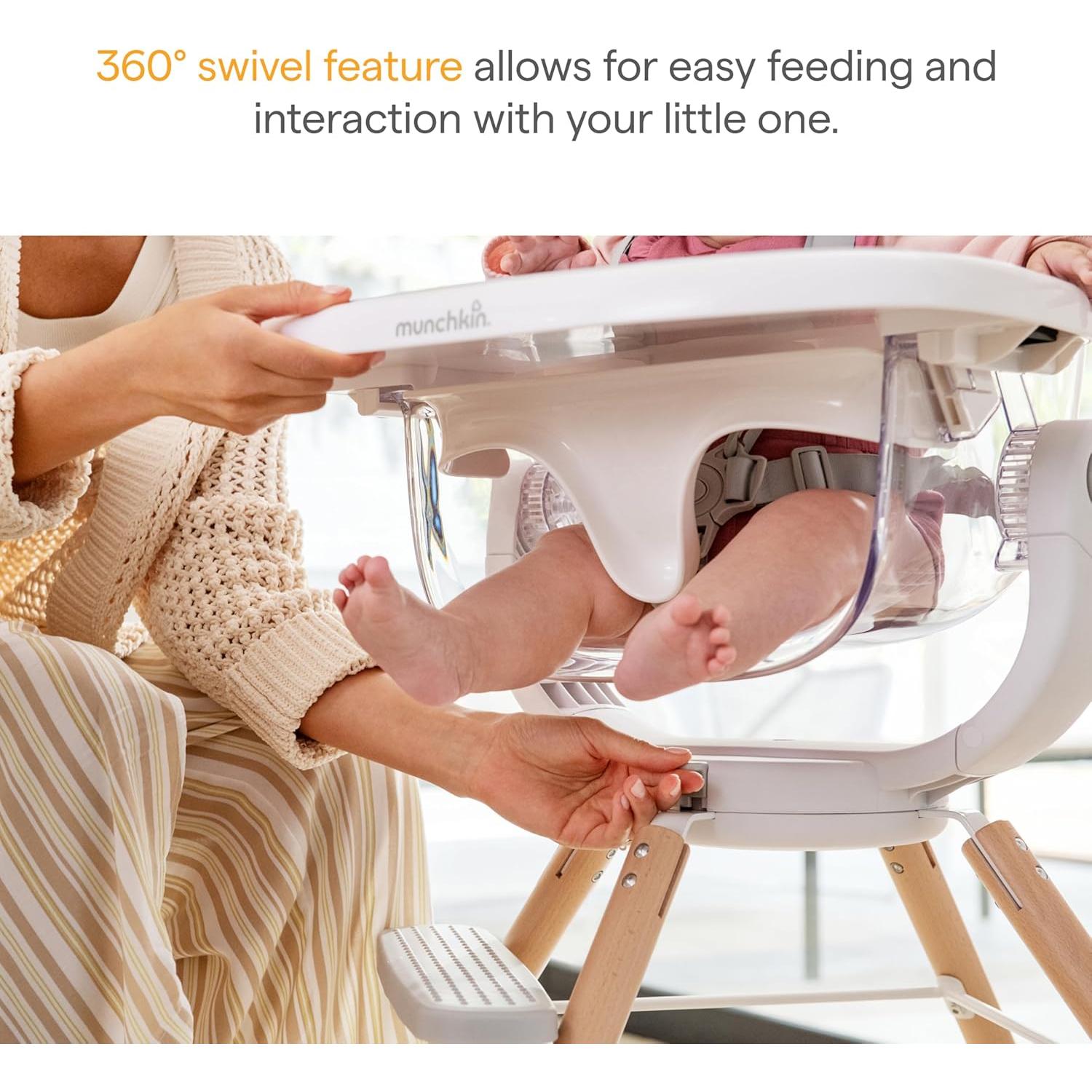 Silla Alta Giratoria 360° Munchkin Nube para Bebés - Blanco y Gris