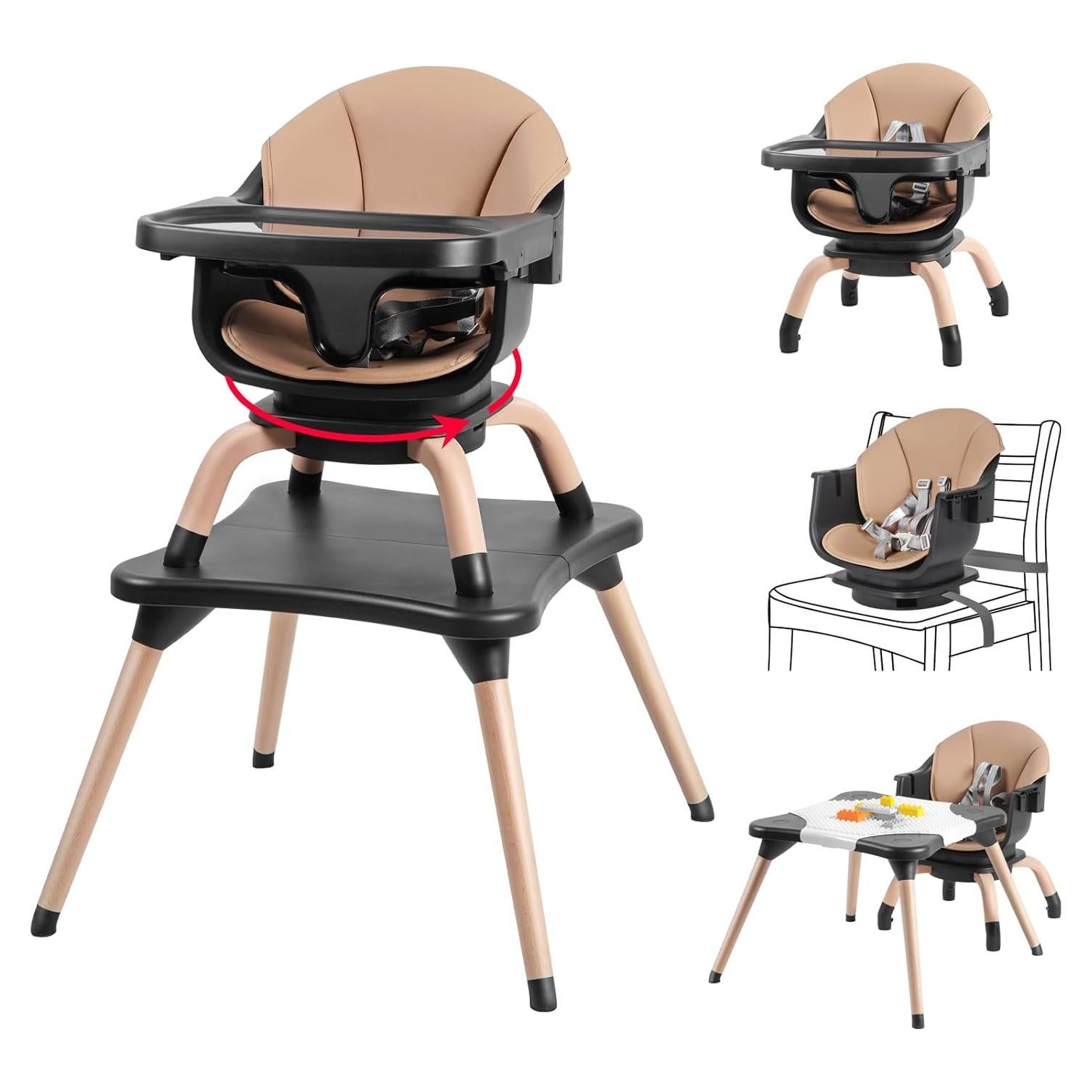 Silla Alta 7 en 1 Komcot para Bebés y Niños - Negro