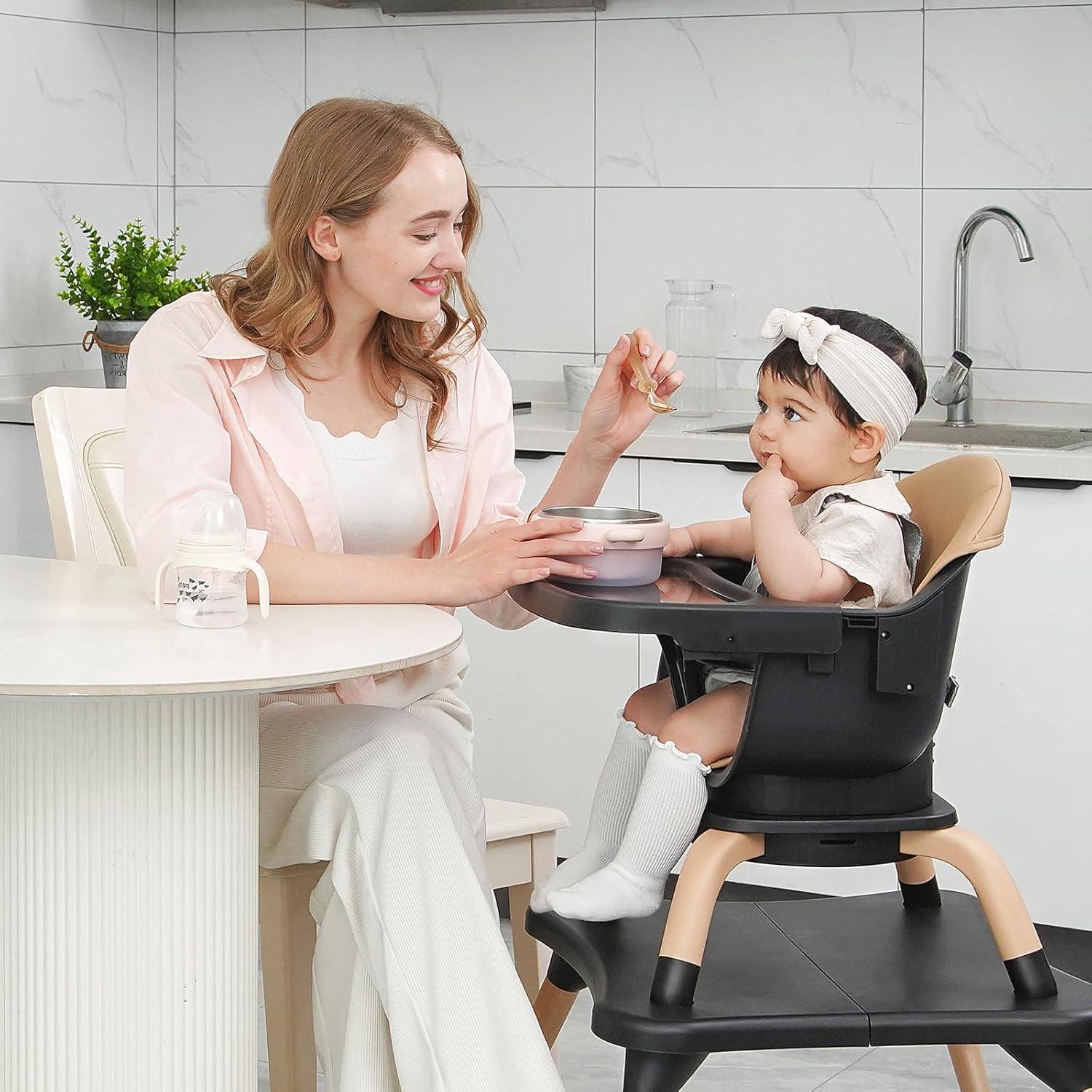 Silla Alta 7 en 1 Komcot para Bebés y Niños - Negro