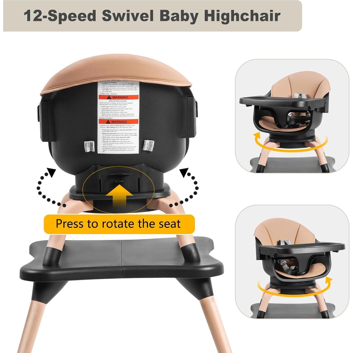 Silla Alta 7 en 1 Komcot para Bebés y Niños - Negro