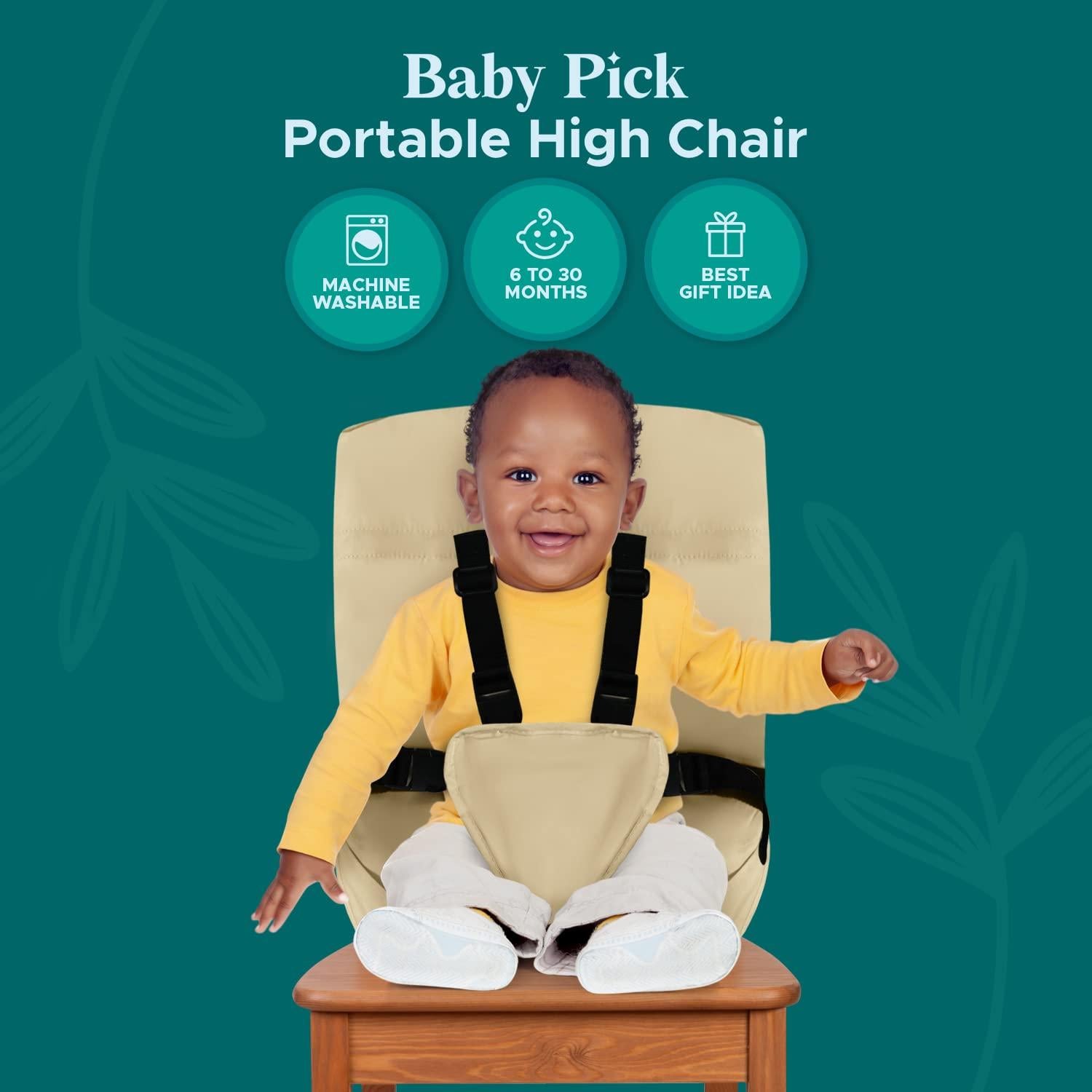 Silla Alta Portátil Baby Pick Beige - Plegable y Lavable