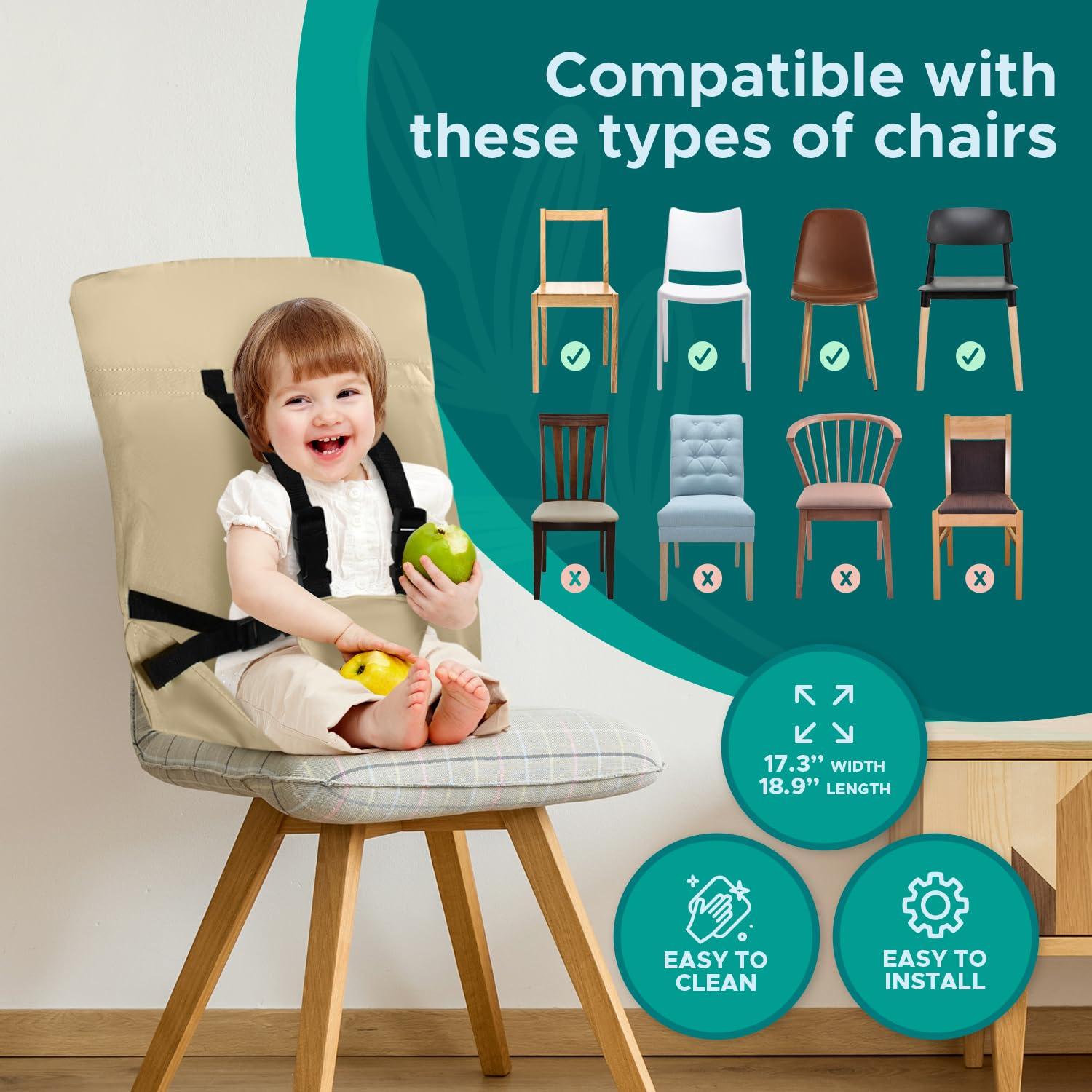 Silla Alta Portátil Baby Pick Beige - Plegable y Lavable