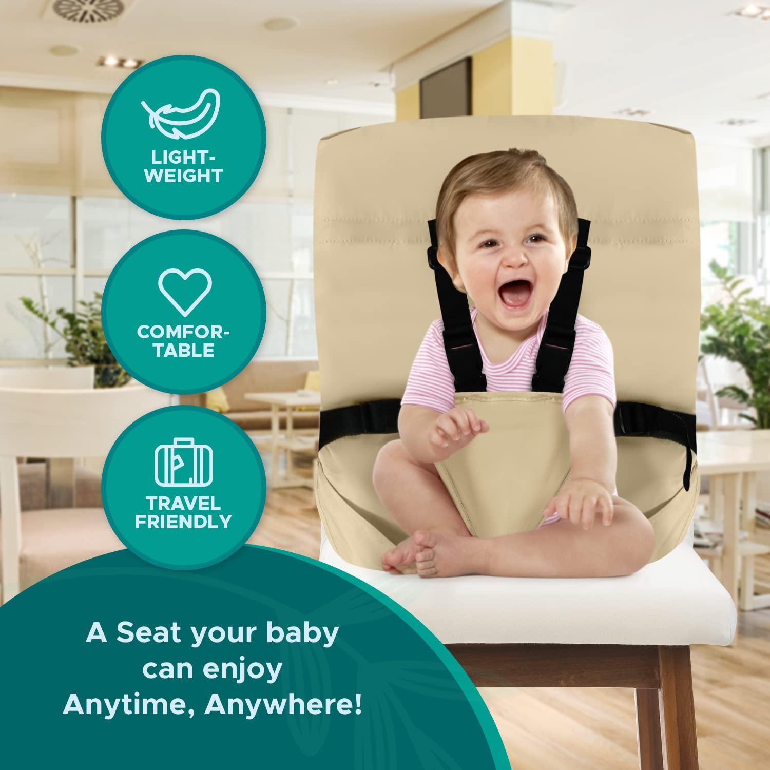 Silla Alta Portátil Baby Pick Beige - Plegable y Lavable