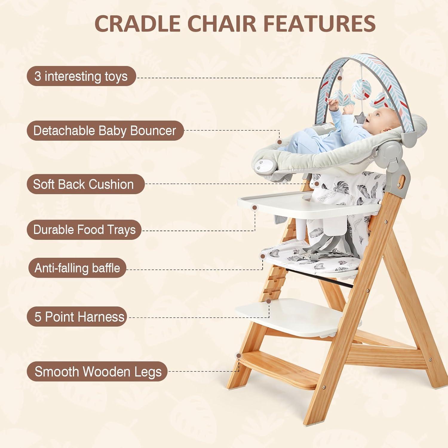 Silla Alta de Madera Amarilla con Columpio y Bandeja - 8.16 kg