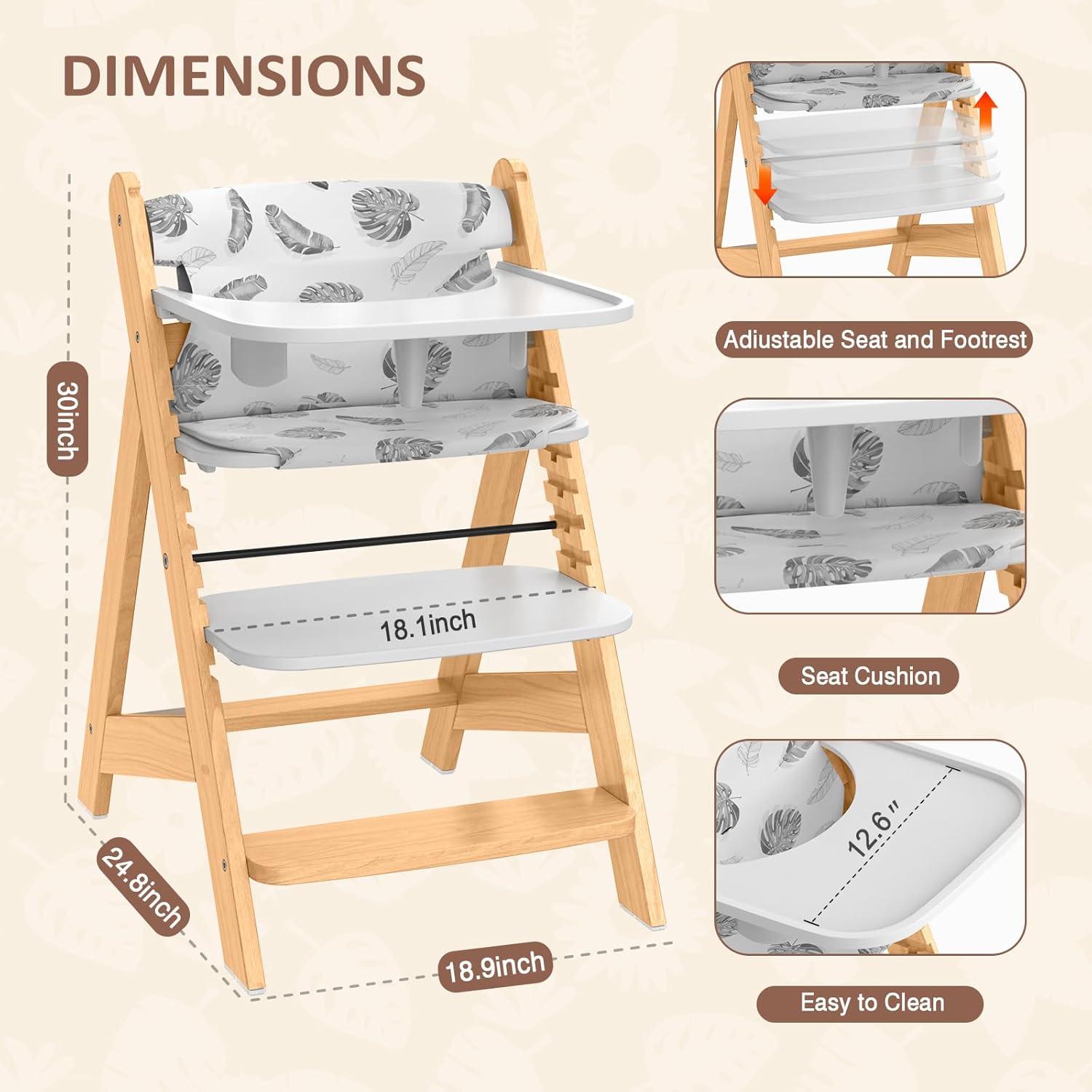 Silla Alta de Madera Amarilla con Columpio y Bandeja - 8.16 kg