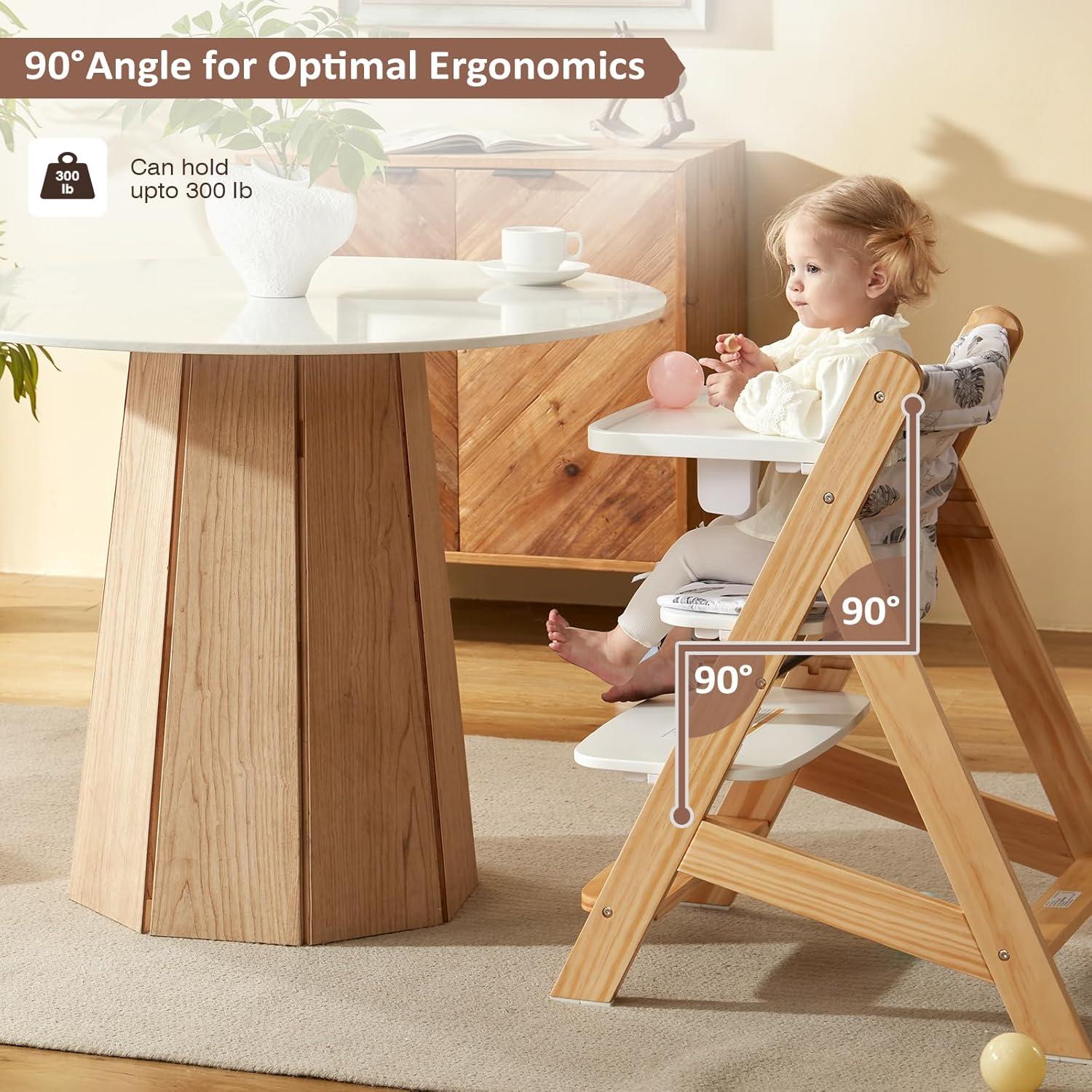 Silla Alta de Madera Amarilla con Columpio y Bandeja - 8.16 kg