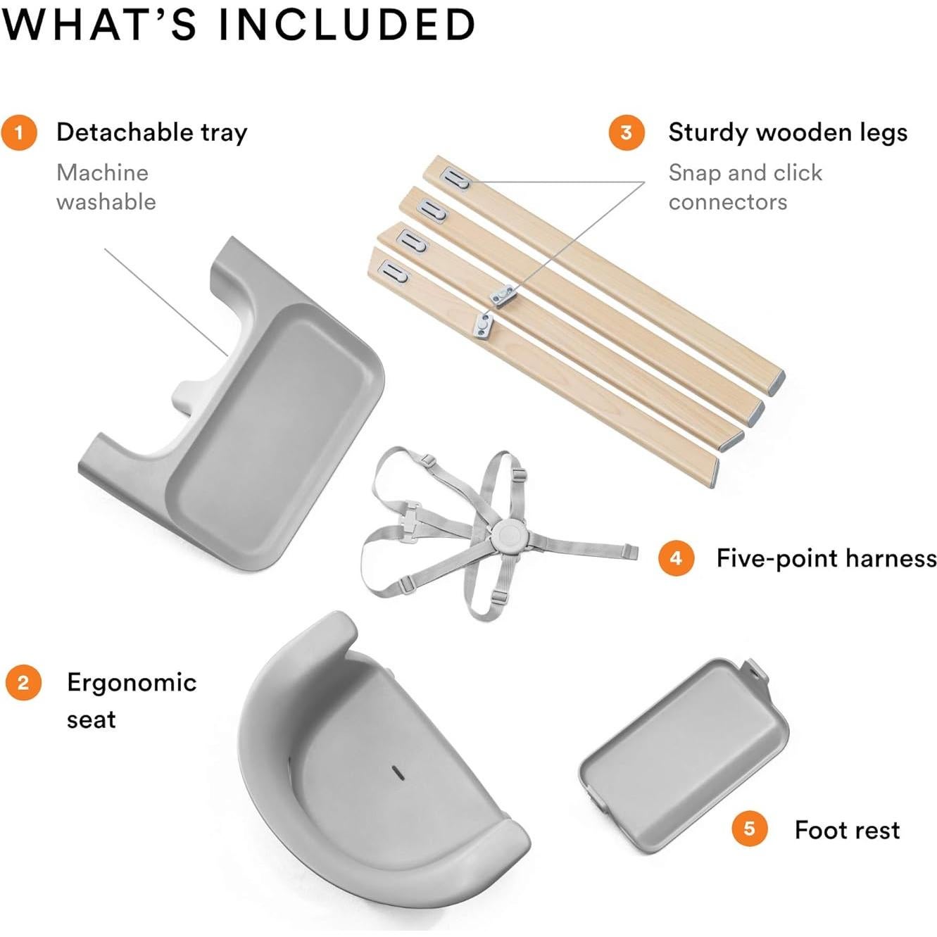 Silla Alta Stokke Clikk Gris Nube con Bandeja y Arnés