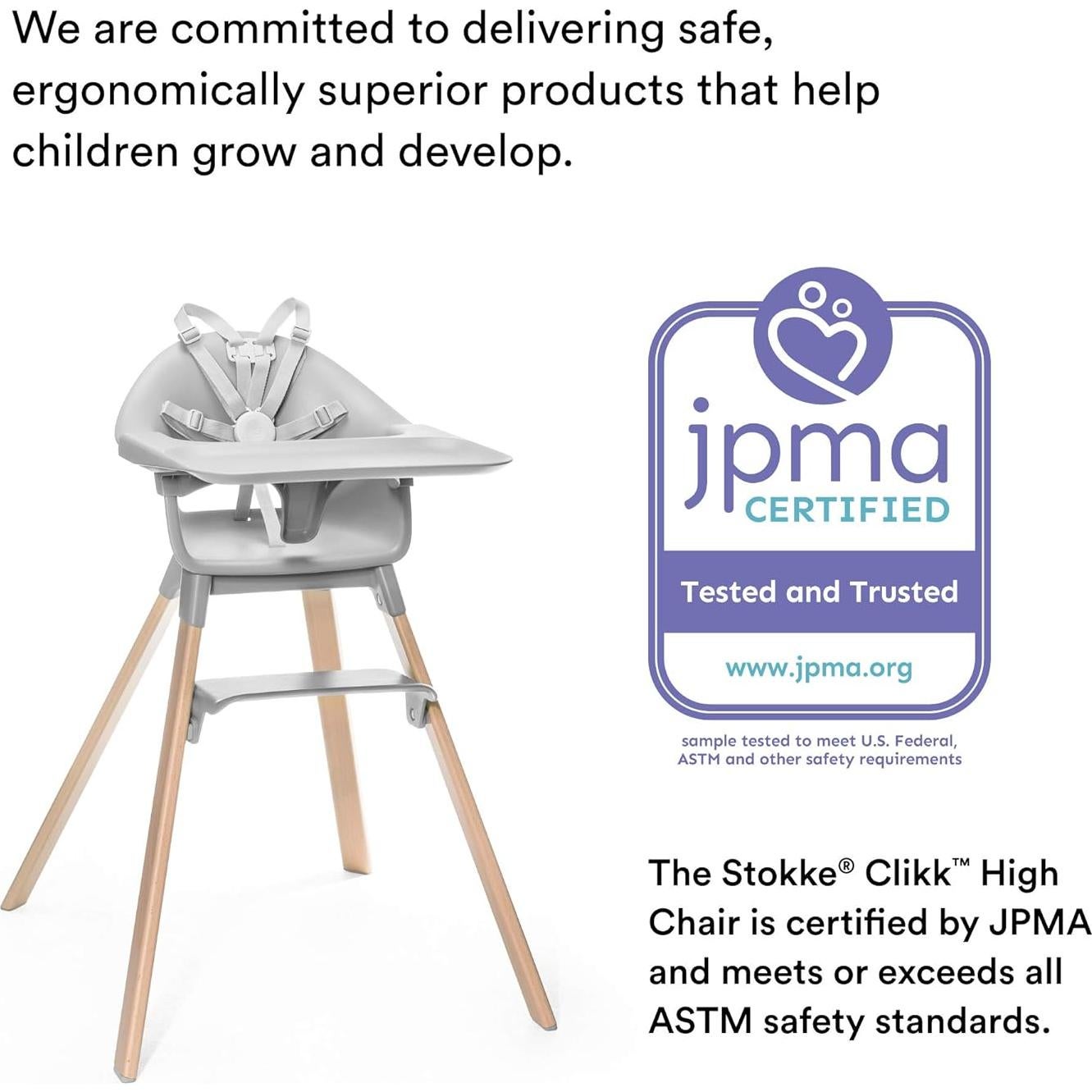 Silla Alta Stokke Clikk Gris Nube con Bandeja y Arnés