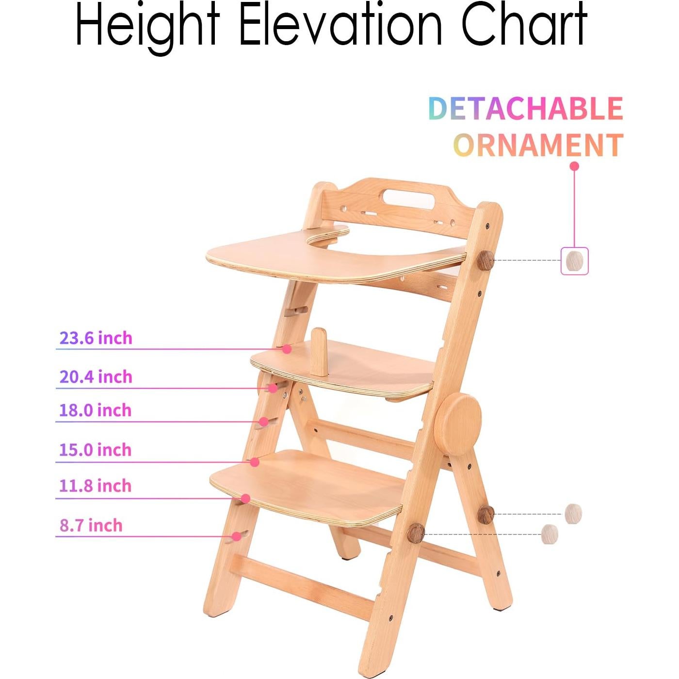 Silla Alta de Madera AIMOADO para Bebés con Bandeja Ajustable