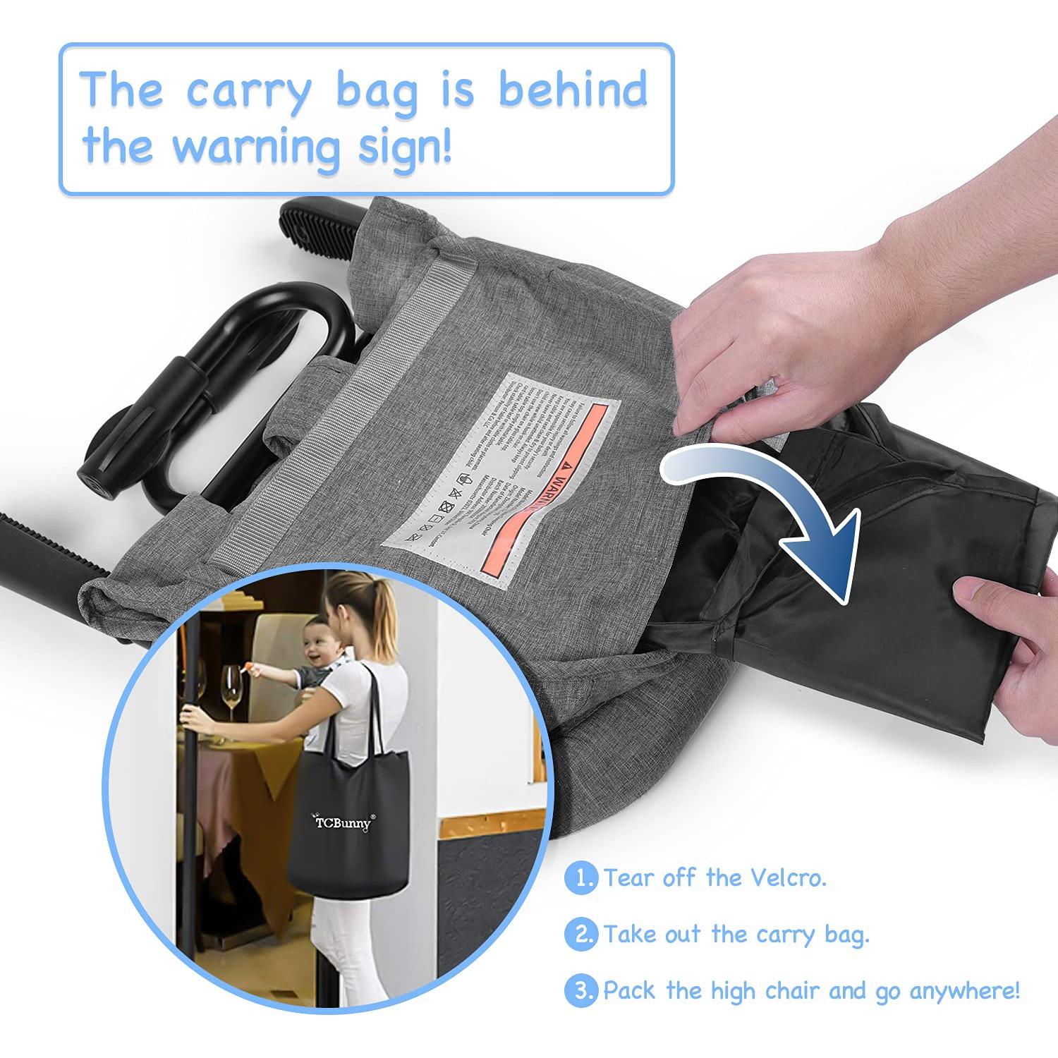 Silla de Gancho Plegable TCBunny para Bebés - Gris, 16.8 kg