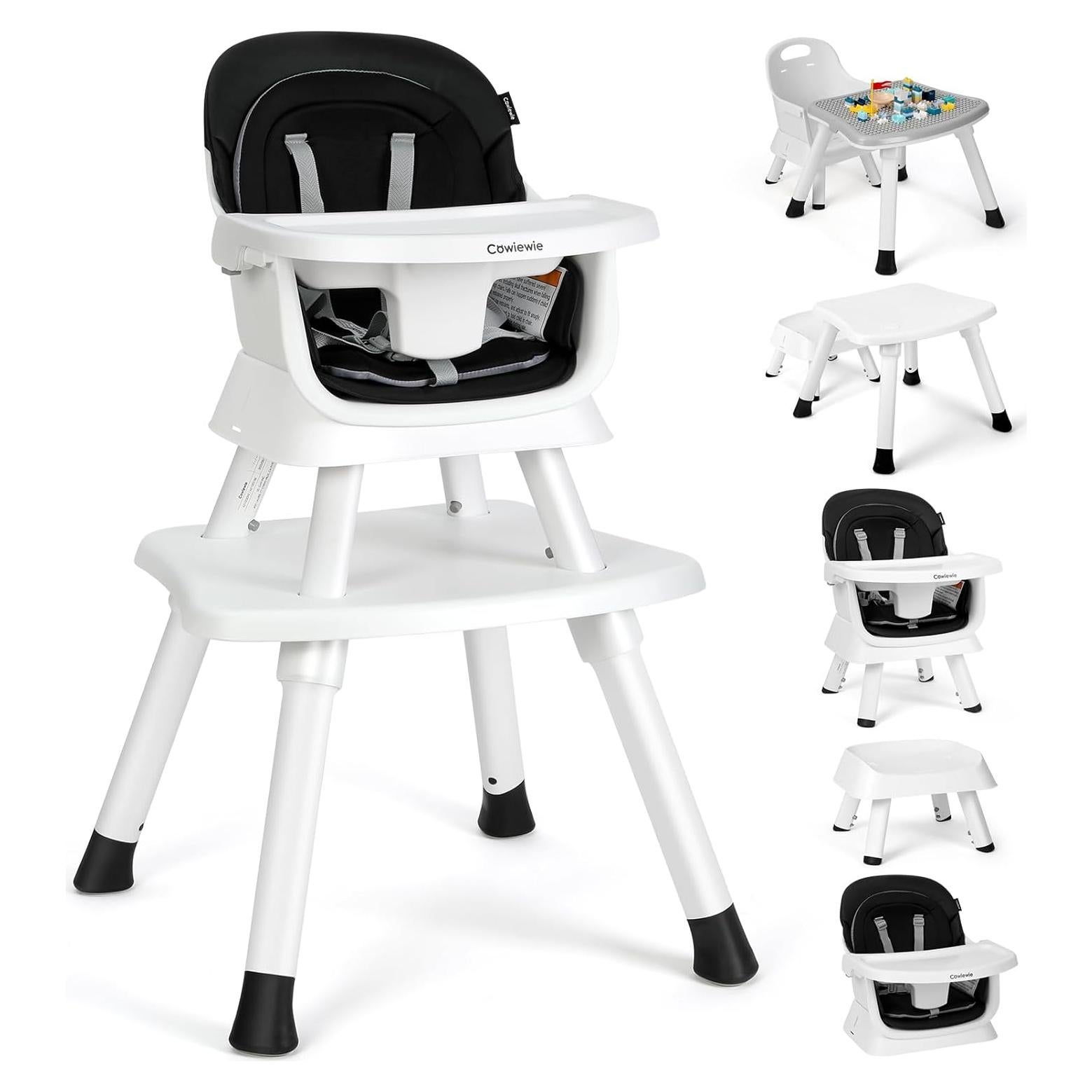 Silla Alta Multifuncional Cowiewie 8 en 1 para Bebés - Negro