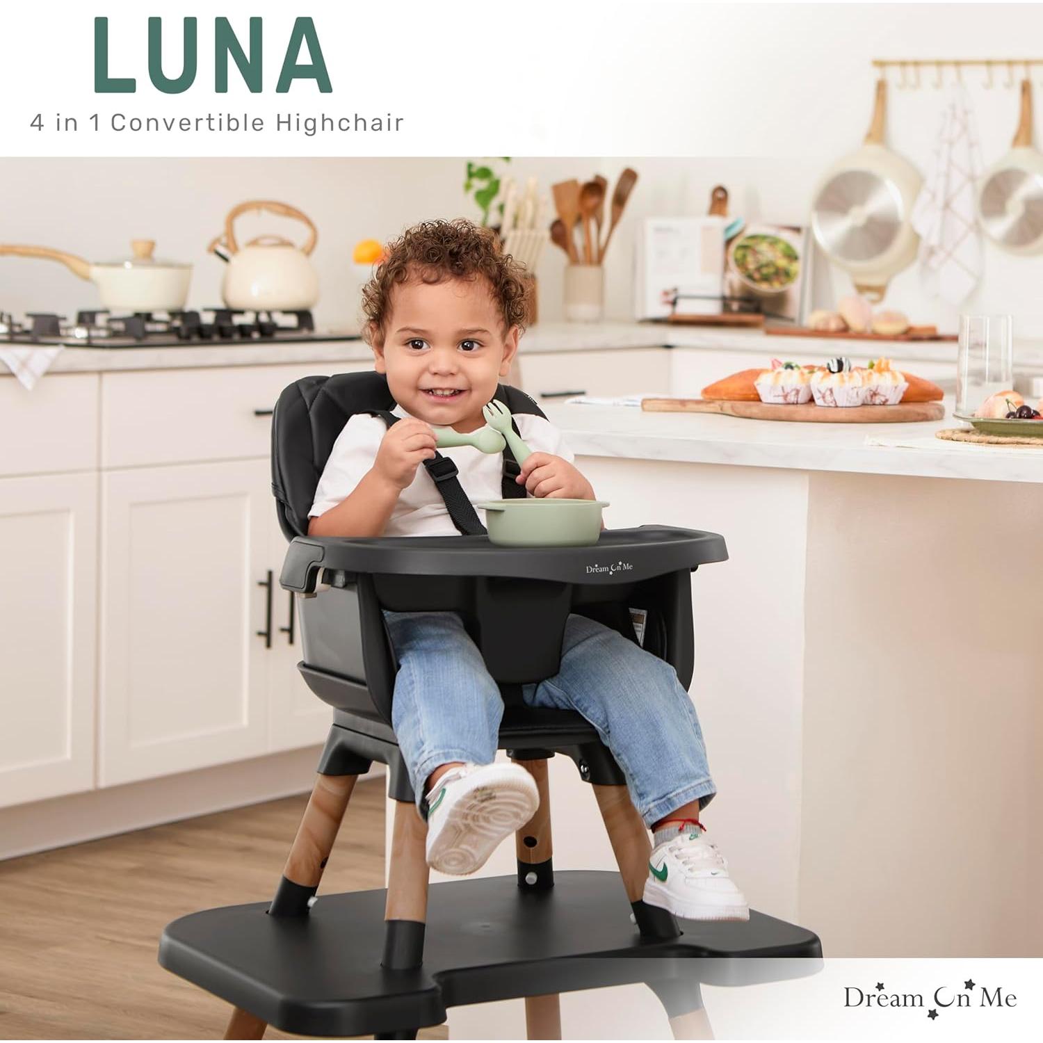 Silla Alta Convertible Dream On Me Luna 4-en-1 Negra