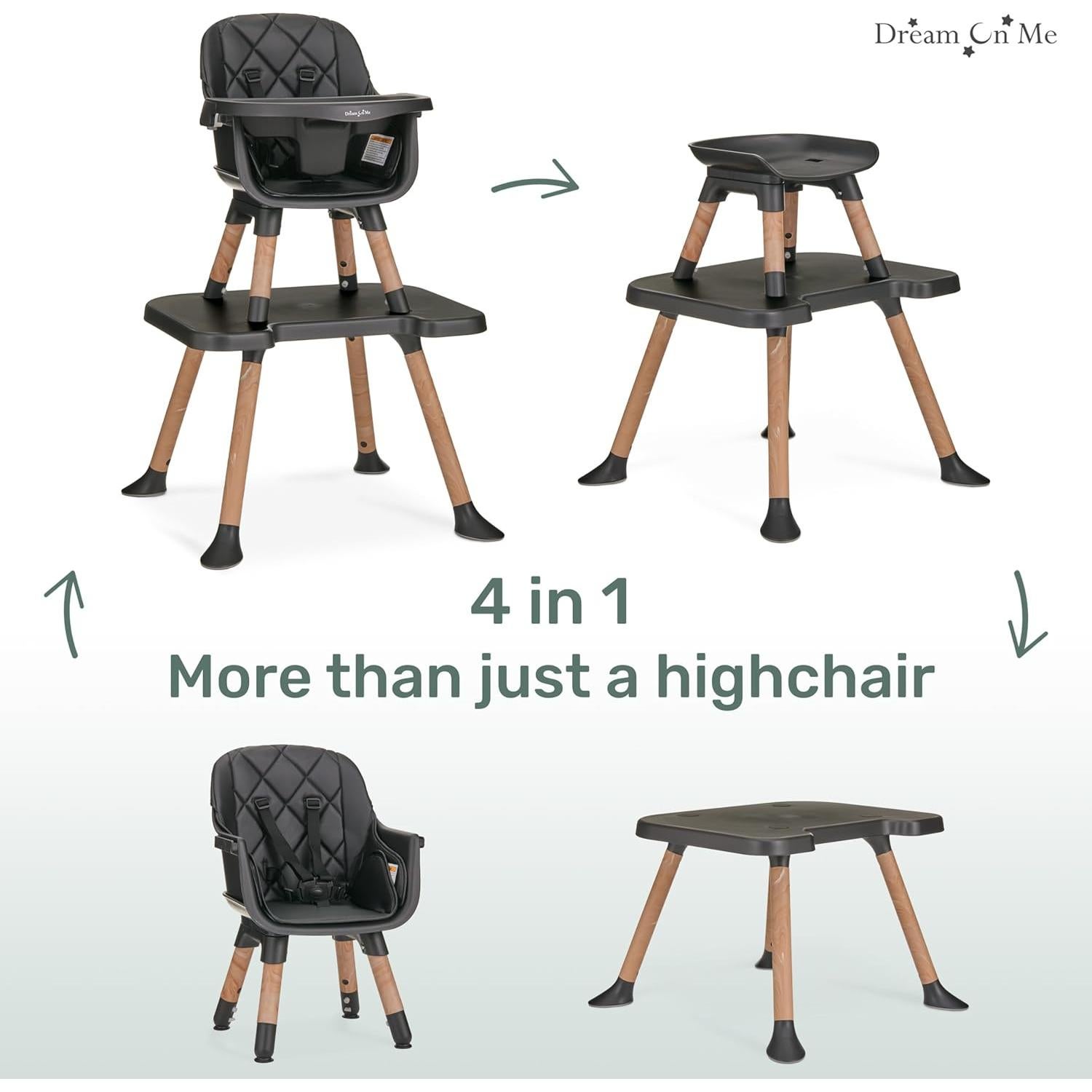 Silla Alta Convertible Dream On Me Luna 4-en-1 Negra