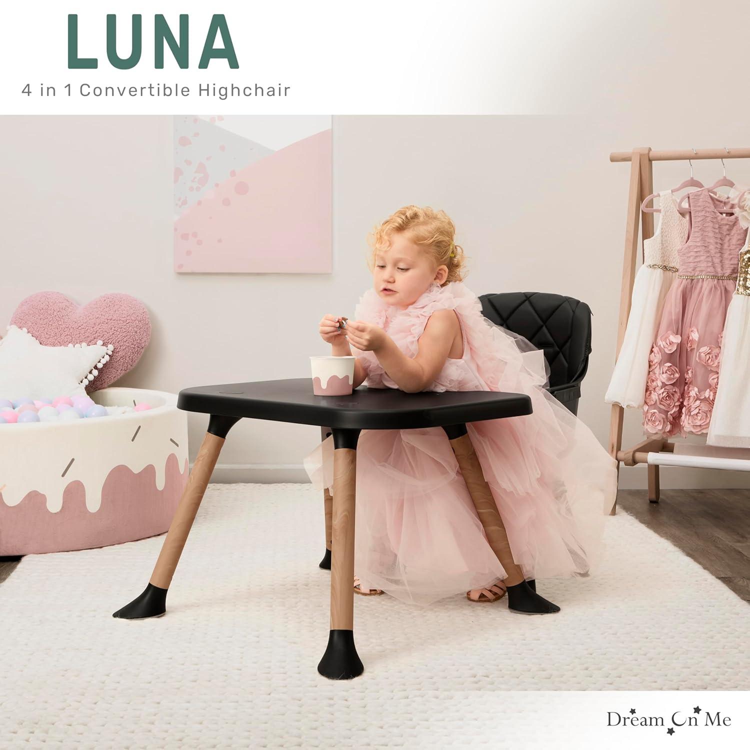 Silla Alta Convertible Dream On Me Luna 4-en-1 Negra