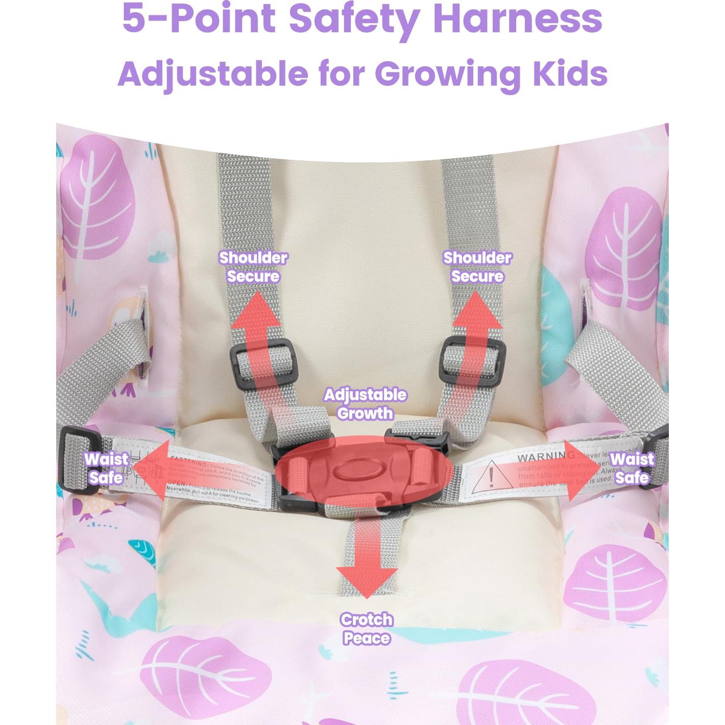 Silla Alta para Bebés SANDINRAYLI Ajustable Púrpura 3 en 1