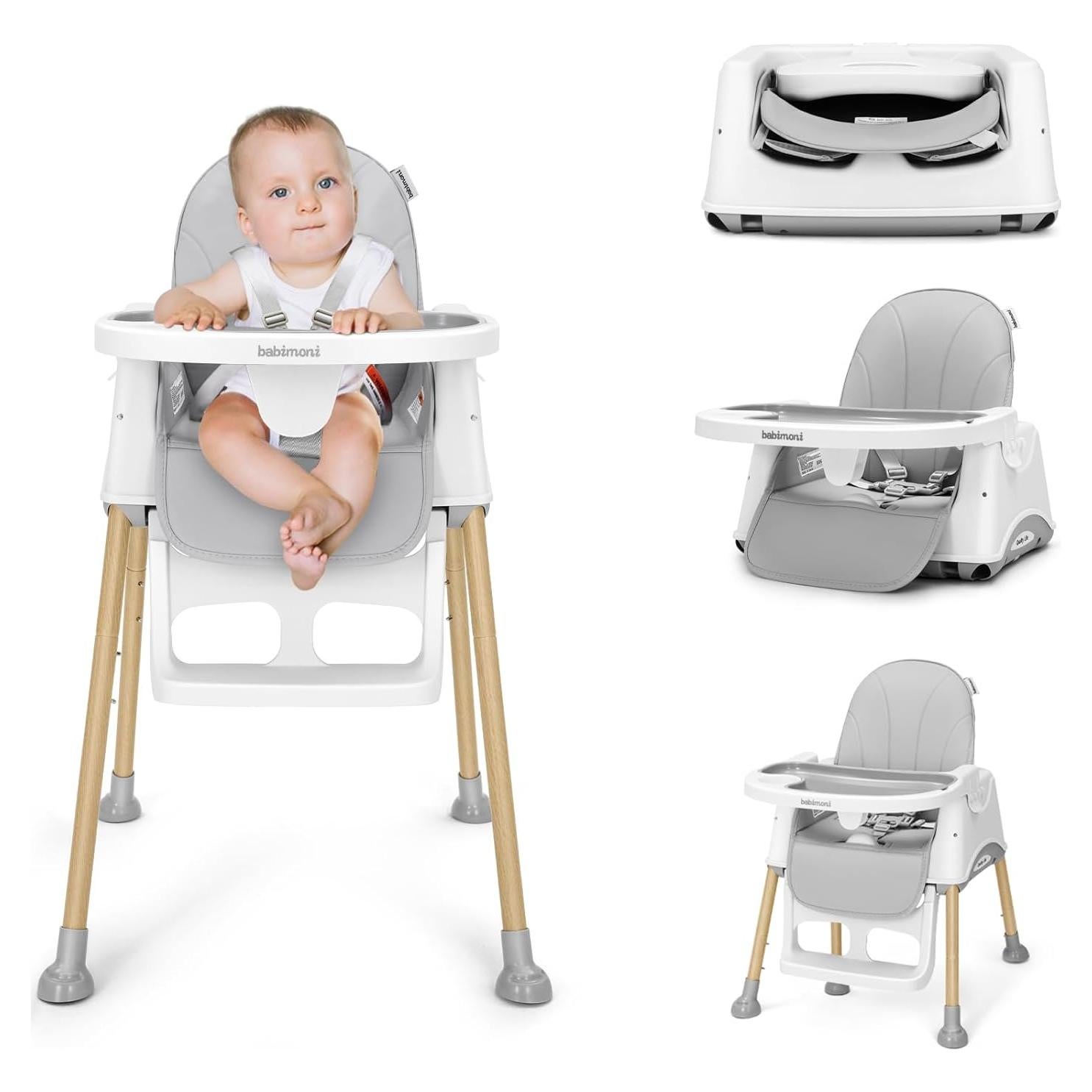Silla Alta Convertible 3 en 1 para Bebés - Gris