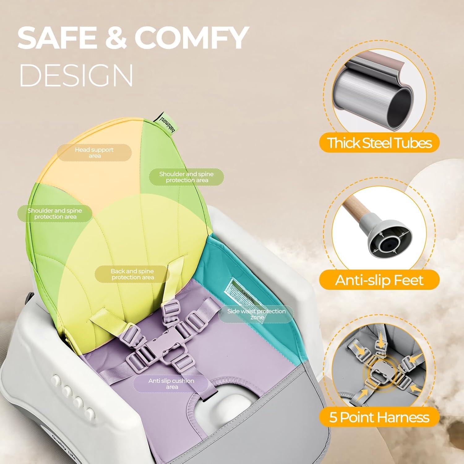 Silla Alta Convertible 3 en 1 para Bebés - Gris