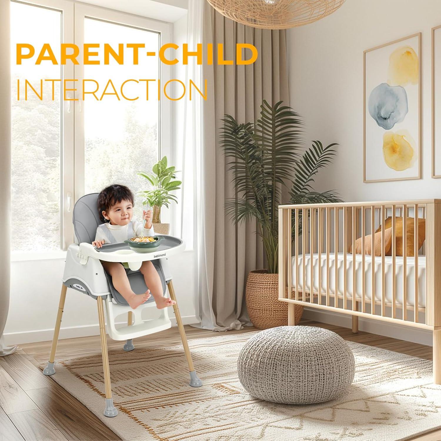 Silla Alta Convertible 3 en 1 para Bebés - Gris