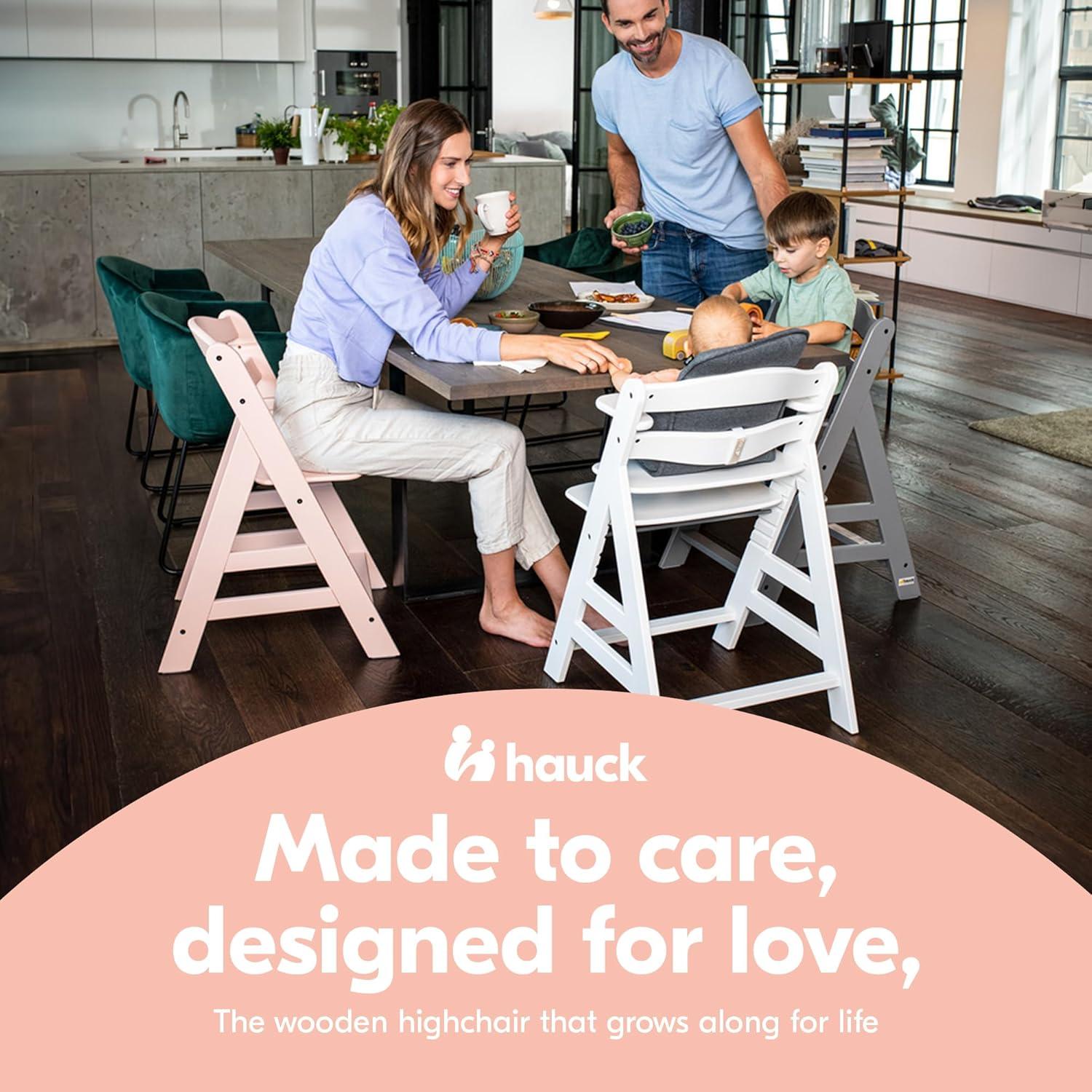 hauck Alpha+ Grow Along Solid Beechwood Highchair with Adjustable Seat, White