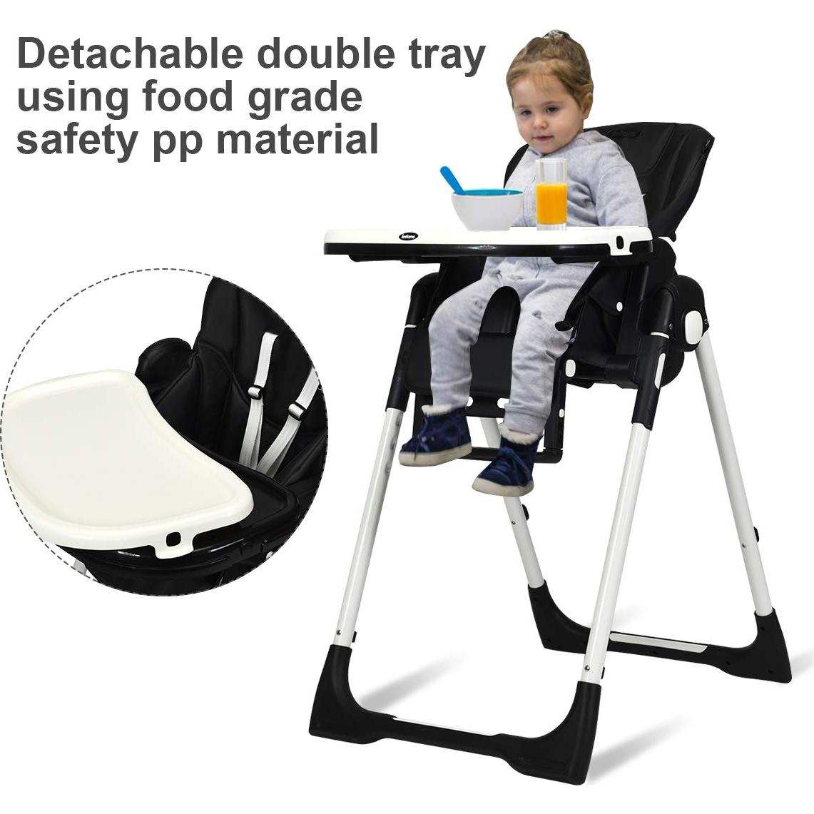 Silla Alta INFANS Plegable para Bebés y Niños - Ajustable, Negro