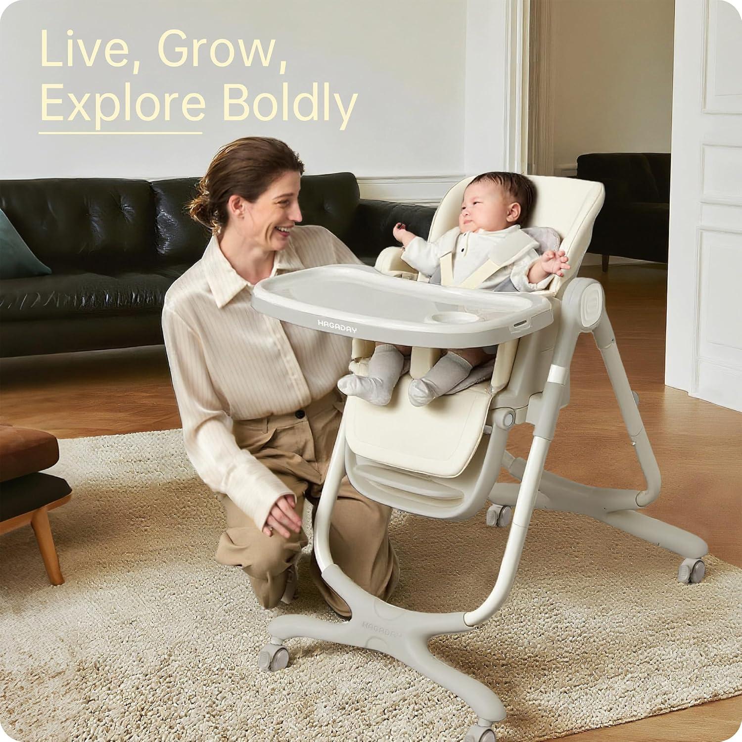 Silla Alta Convertible 6 en 1 Hagaday Blanca para Bebés