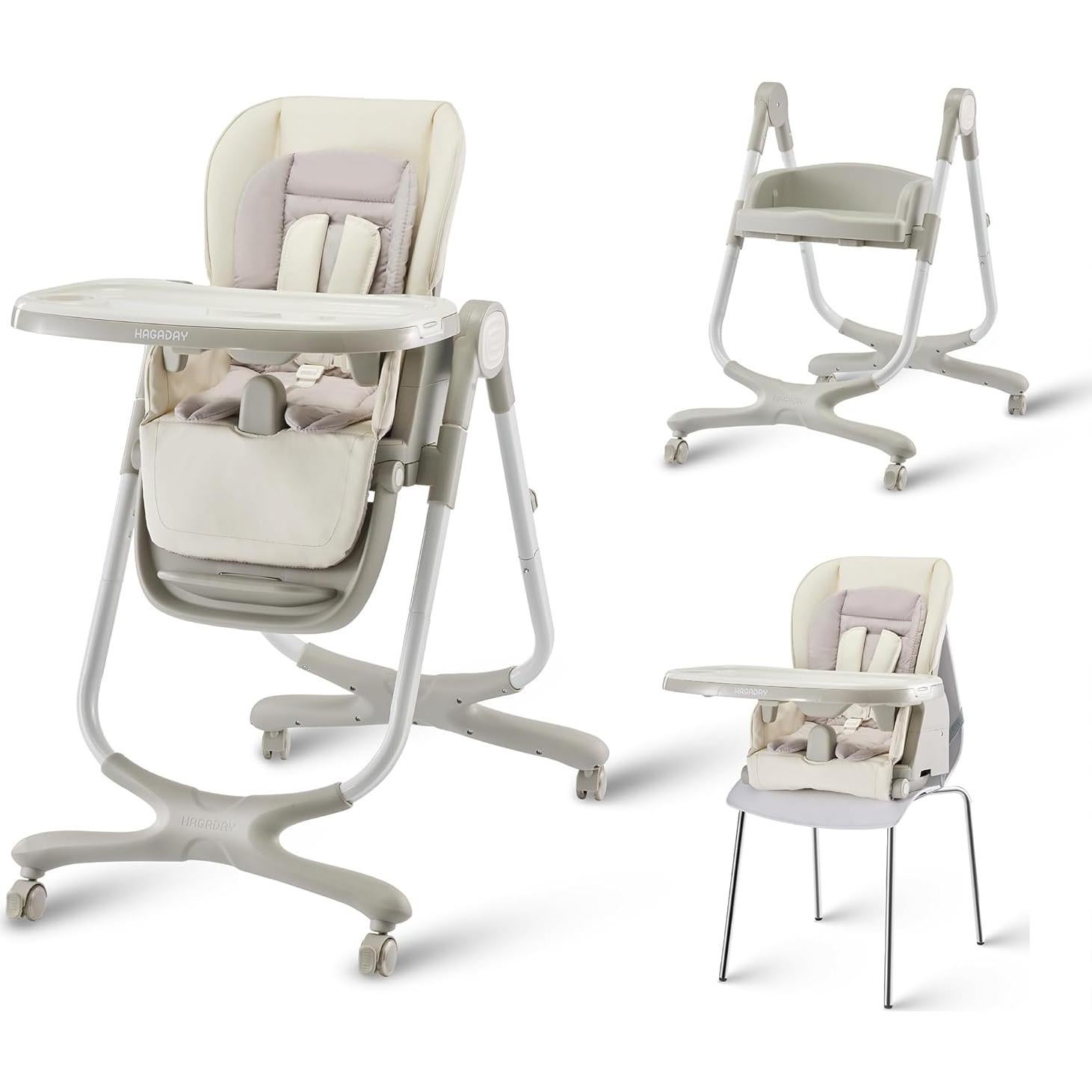 Silla Alta Convertible 6 en 1 Hagaday Blanca para Bebés