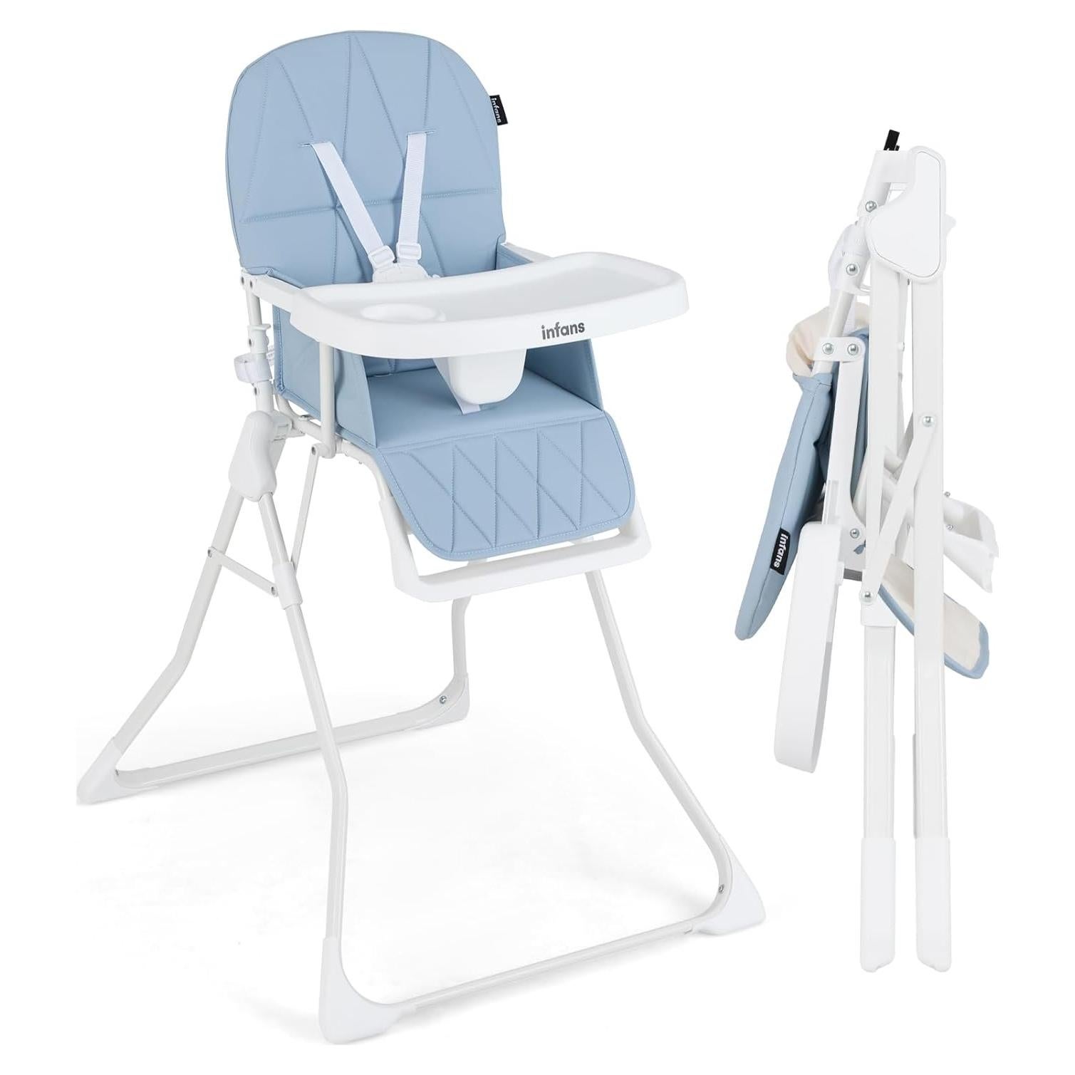 Silla Alta Plegable INFANS para Bebés Ajustable 6-36 Meses Azul