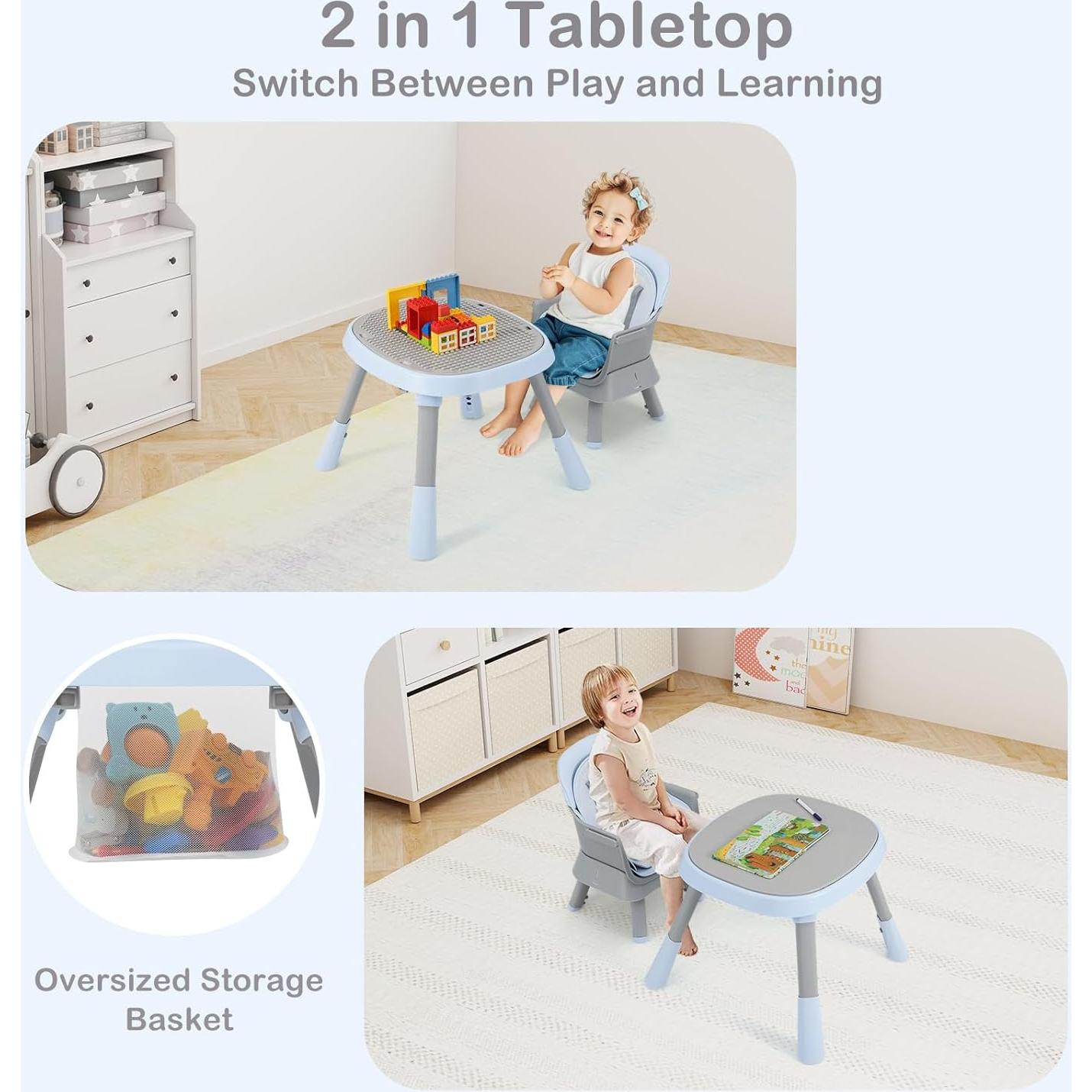 Silla Alta Multifuncional INFANS 9 en 1 para Bebés Azul