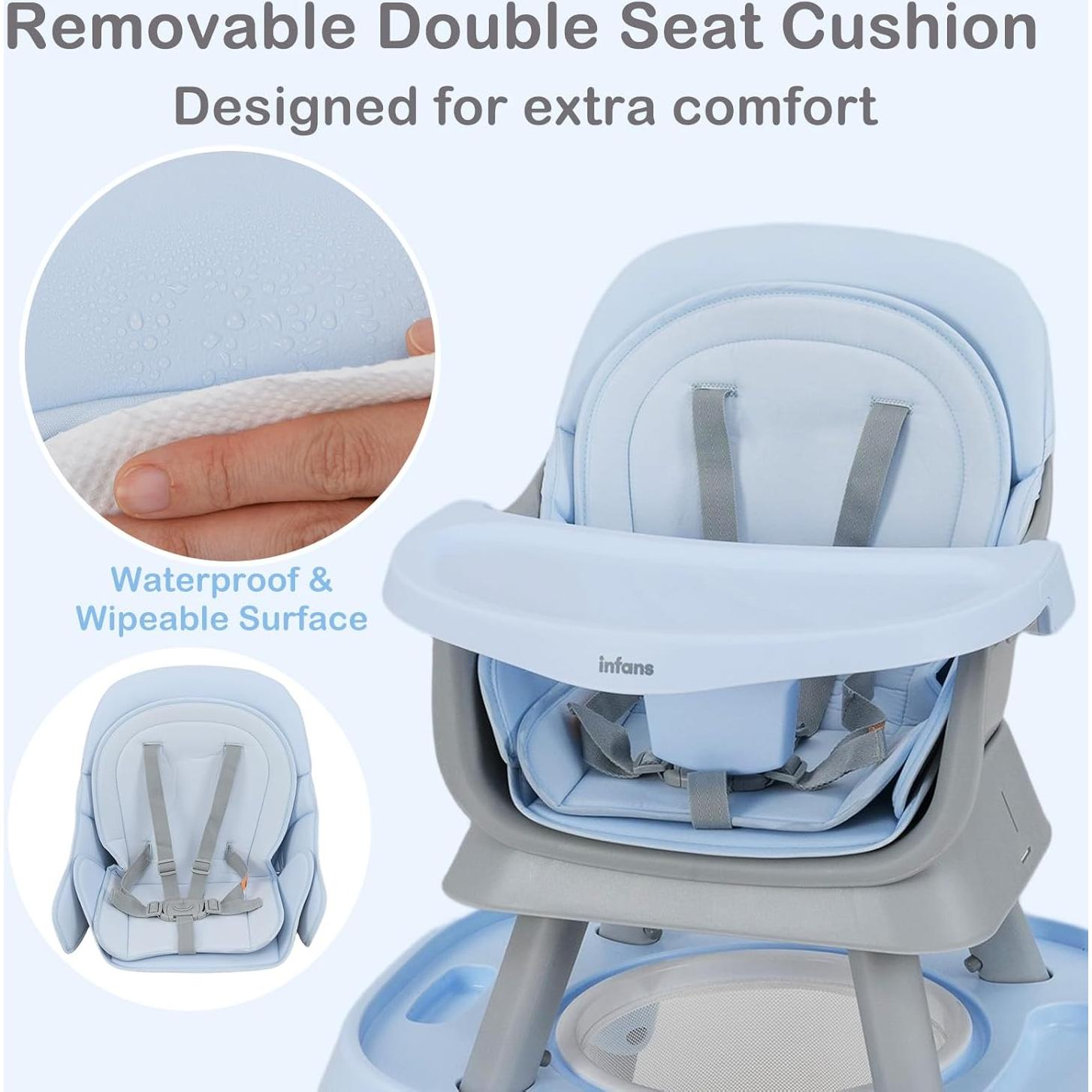 Silla Alta Multifuncional INFANS 9 en 1 para Bebés Azul