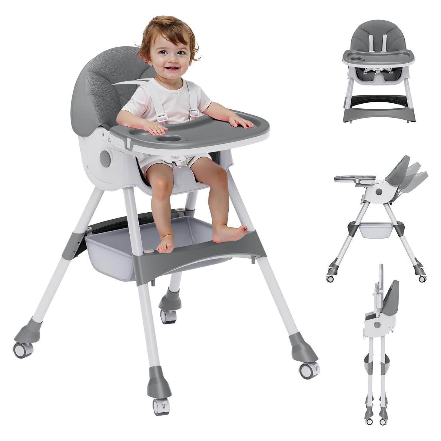 Silla Alta Convertible 4 en 1 Bonbay Gris para Bebés