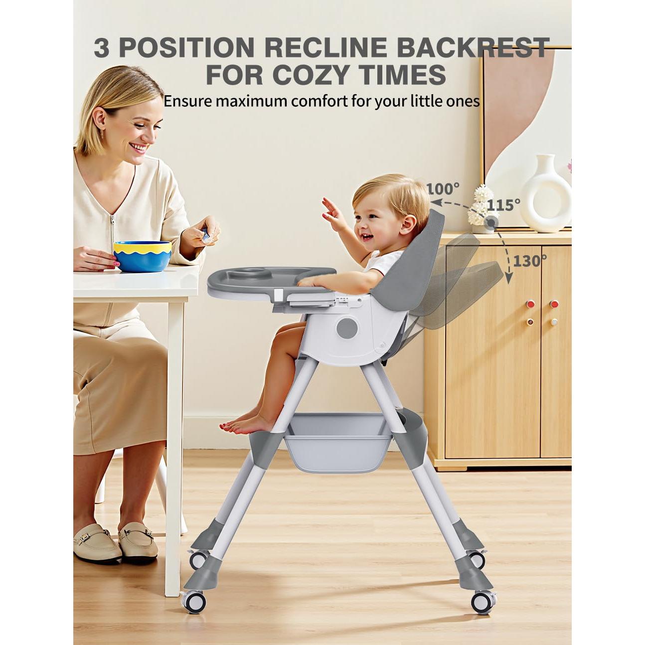 Silla Alta Convertible 4 en 1 Bonbay Gris para Bebés