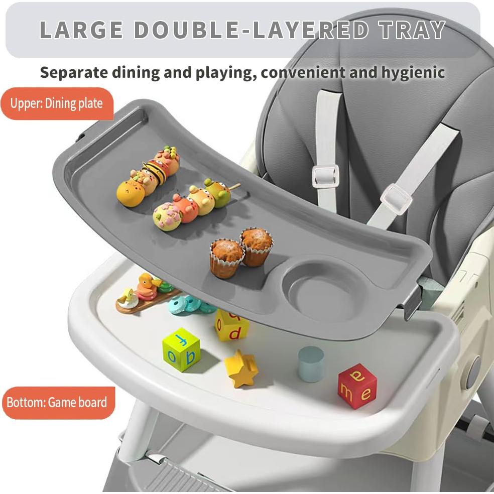 Silla Alta Convertible 4 en 1 Bonbay Gris para Bebés