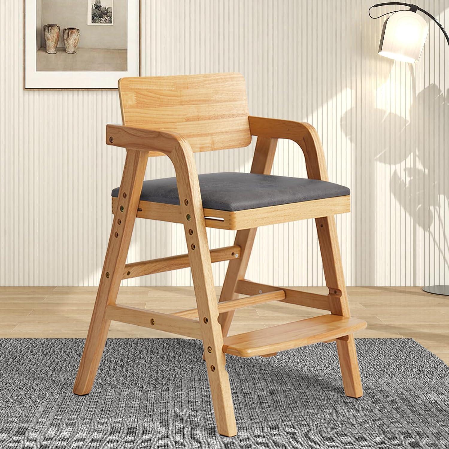 Silla Alta Ajustable ALeesing para Niños de Madera Natural