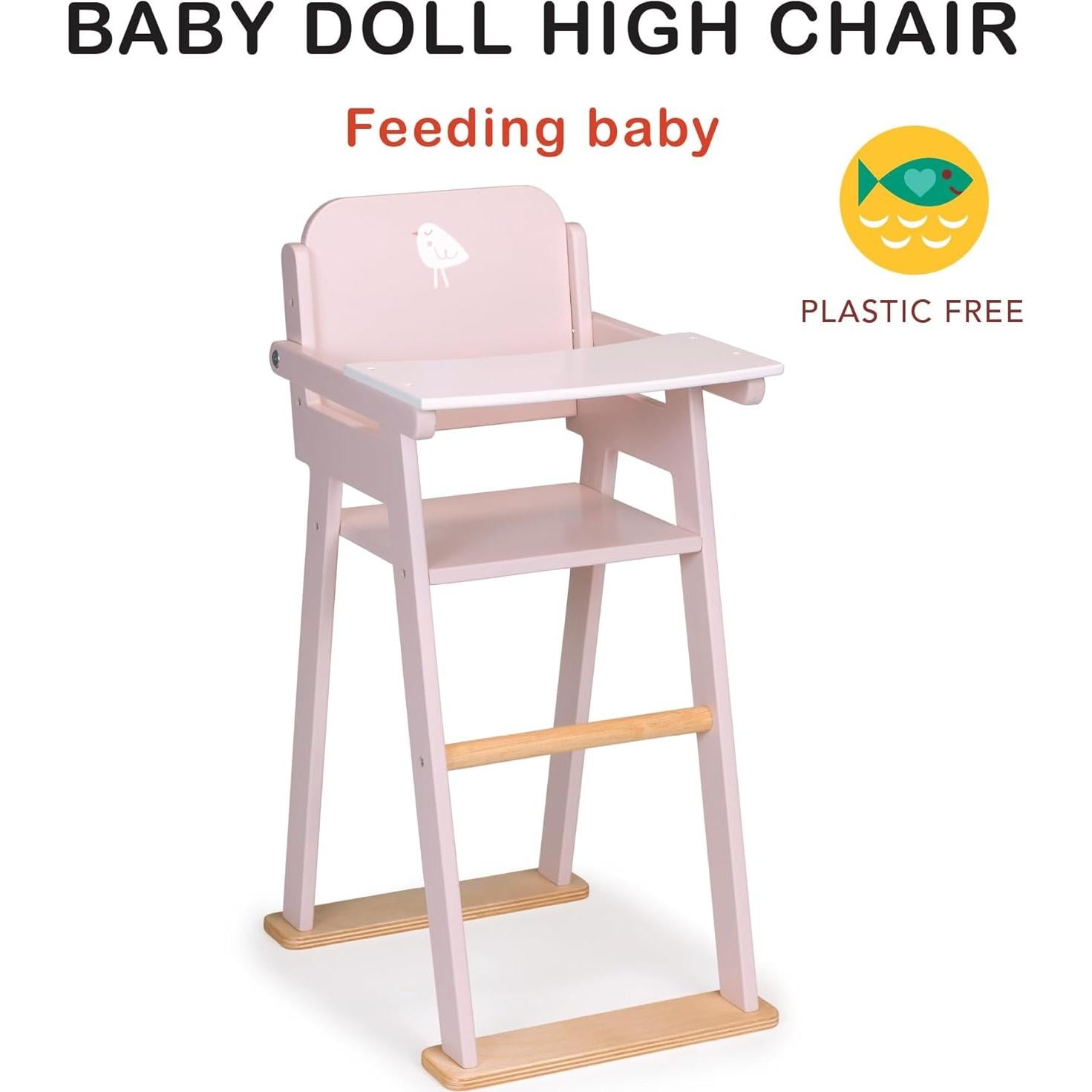 Silla Alta de Muñeca Mentari - Madera, 29x47.4 cm, Rosa