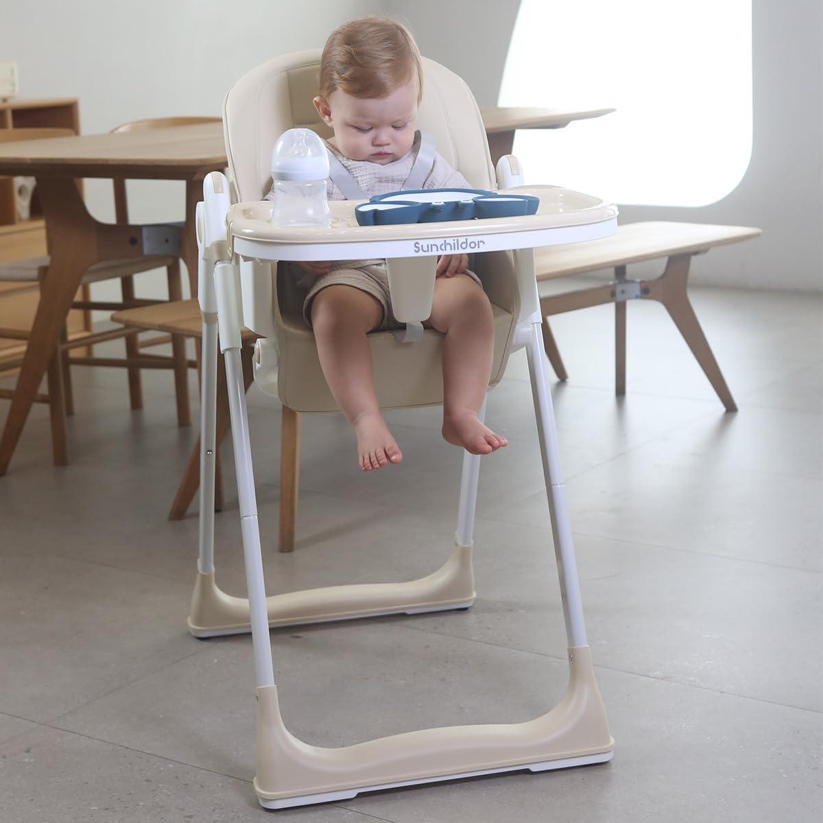 Silla Alta 3 en 1 Sunchildor Beige Ajustable y Plegable