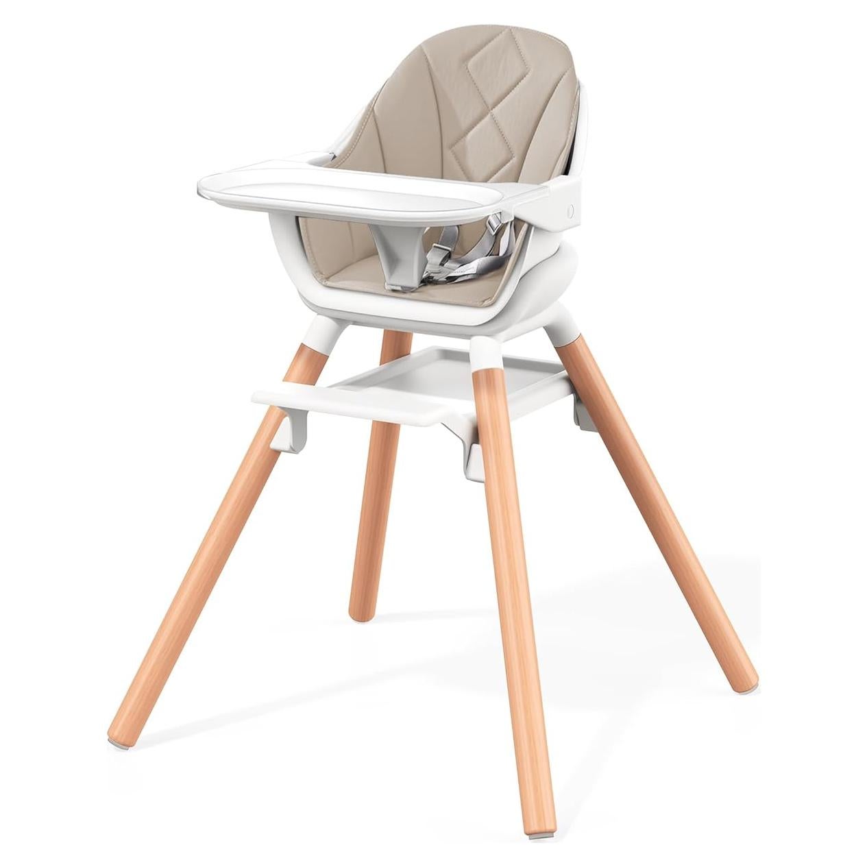 Silla Alta para Bebé 6 en 1 DDIOYIUR con Cojín PU Champagne