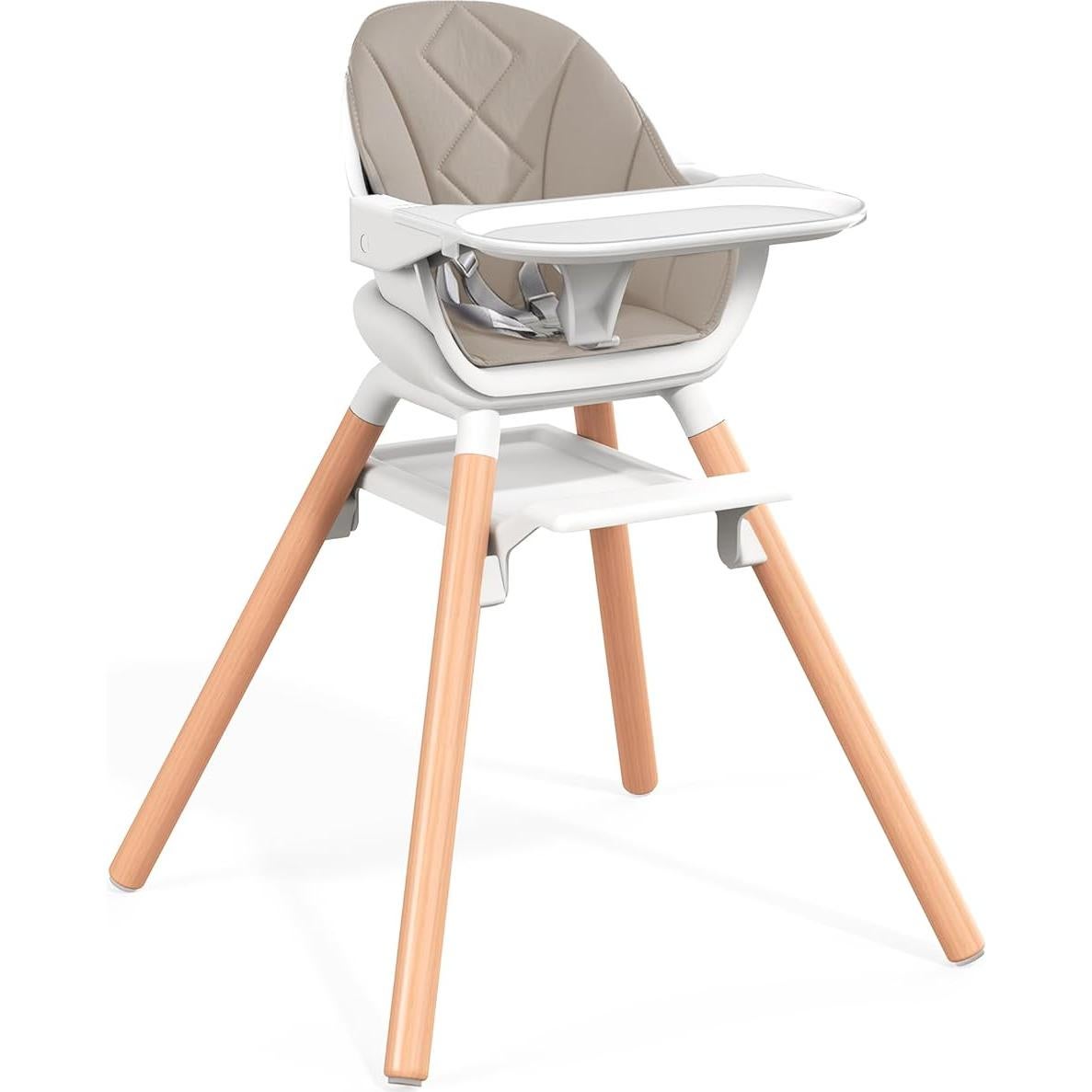 Silla Alta para Bebé 6 en 1 DDIOYIUR con Cojín PU Champagne