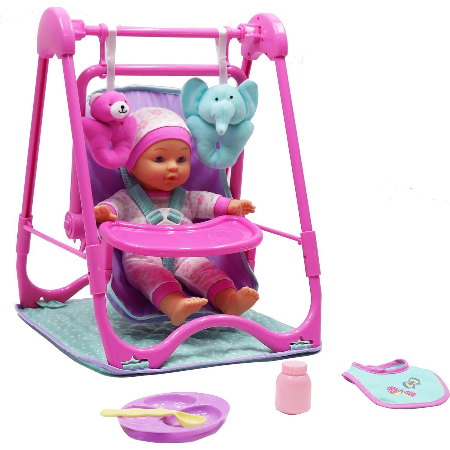 Juego de Silla Alta 4-en-1 para Muñeca Gi-Go - Rosa y Verde