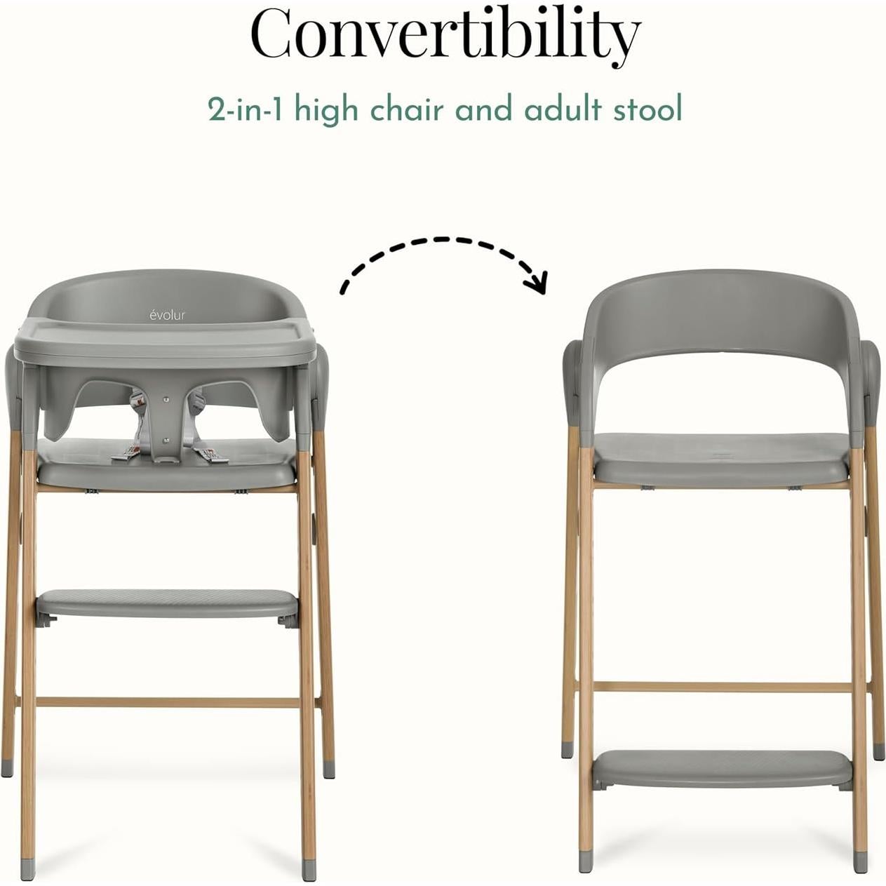 Silla Alta Evolur Nimbus Gris Oscuro con Arnés de Seguridad